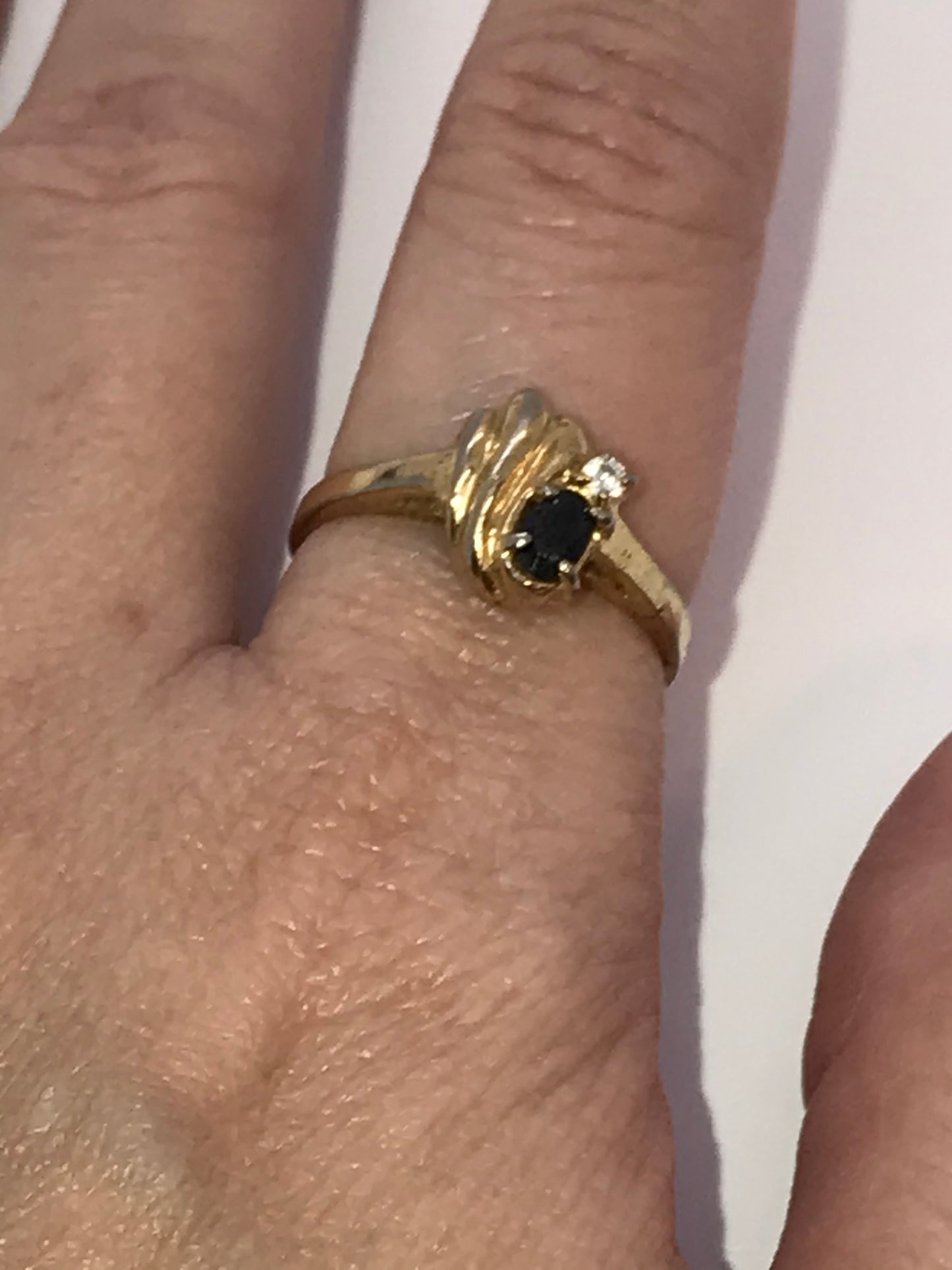 Vintage 14 ktgf Sapphire and Cz Ring, Size 7