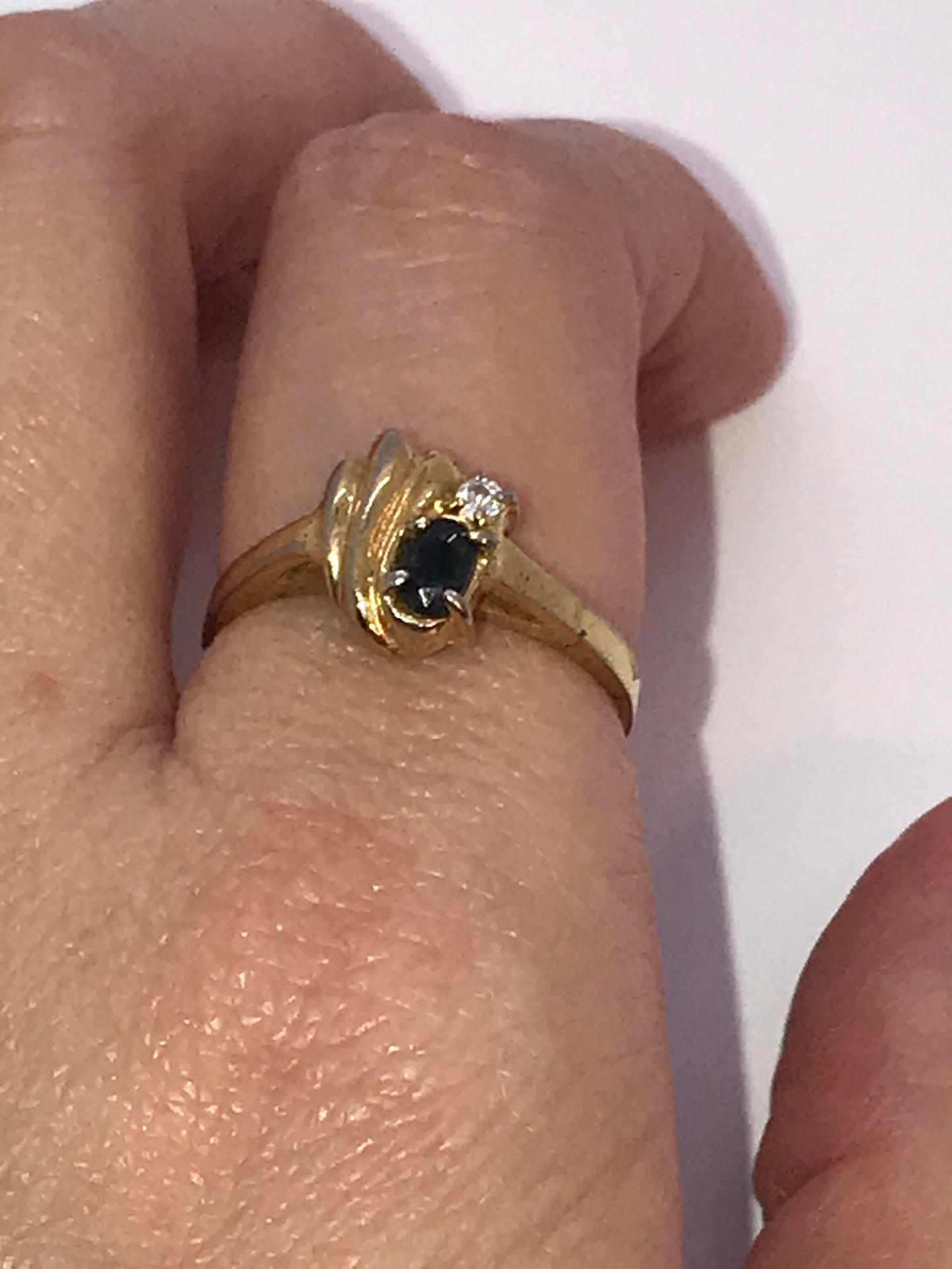 Vintage 14 ktgf Sapphire and Cz Ring, Size 7