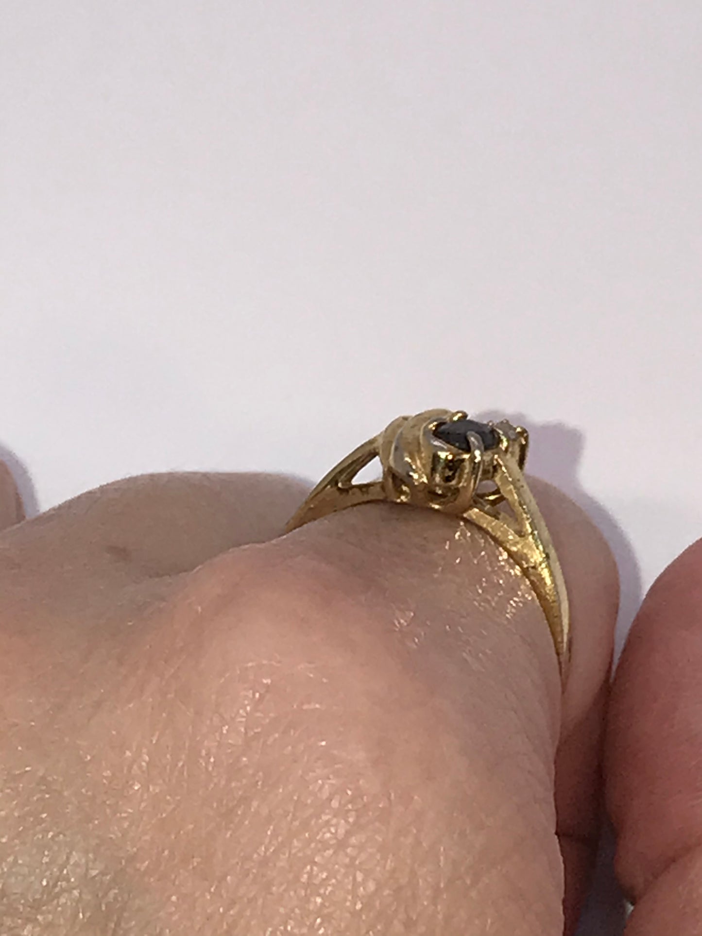 Vintage 14 ktgf Sapphire and Cz Ring, Size 7