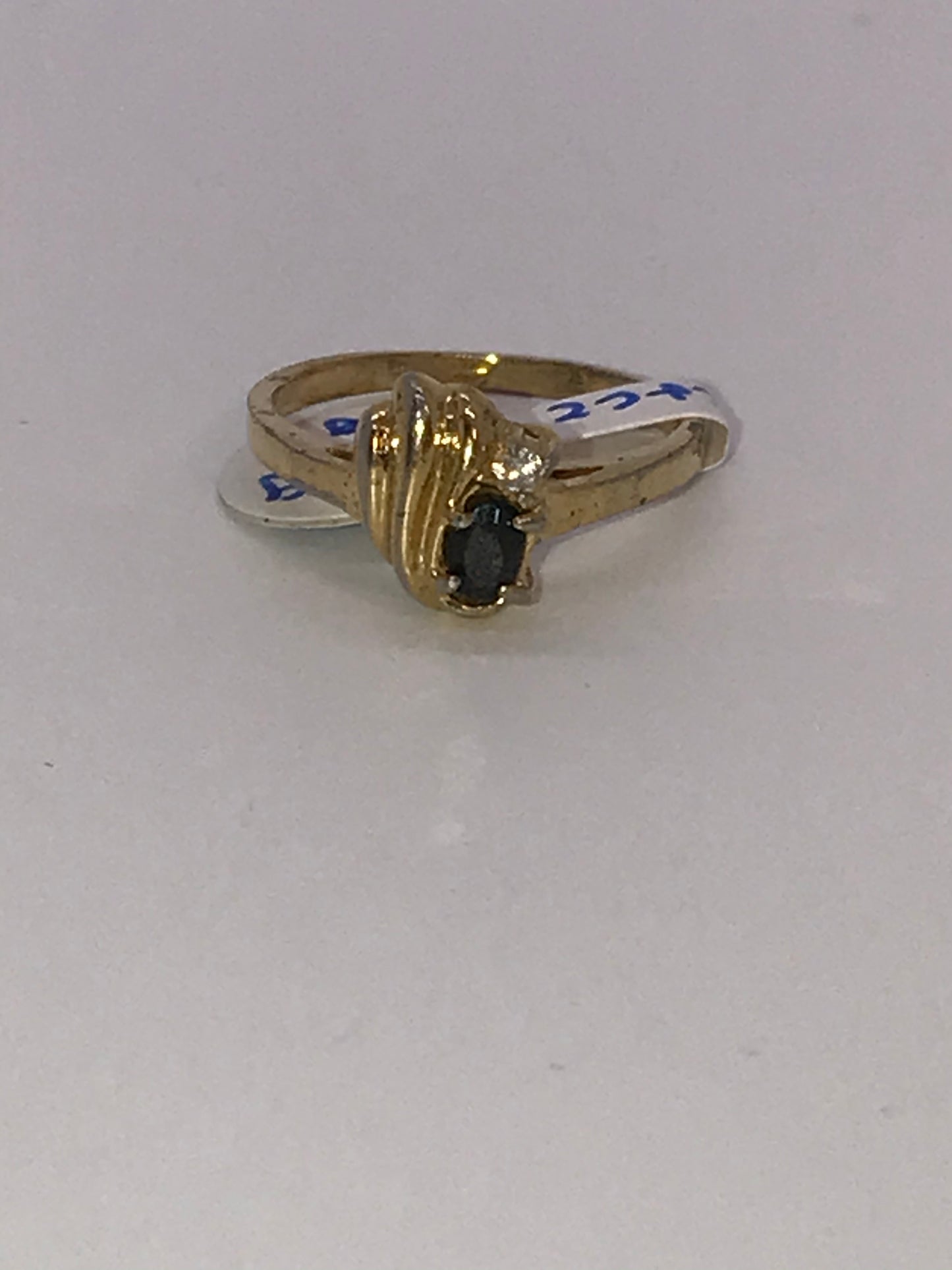 Vintage 14 ktgf Sapphire and Cz Ring, Size 7
