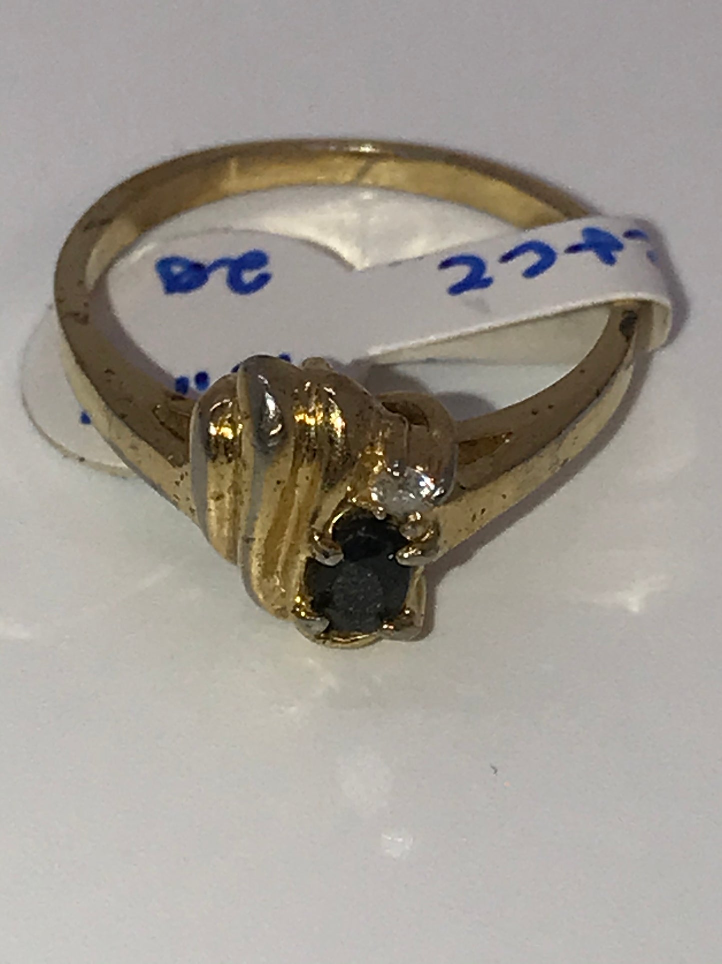 Vintage 14 ktgf Sapphire and Cz Ring, Size 7