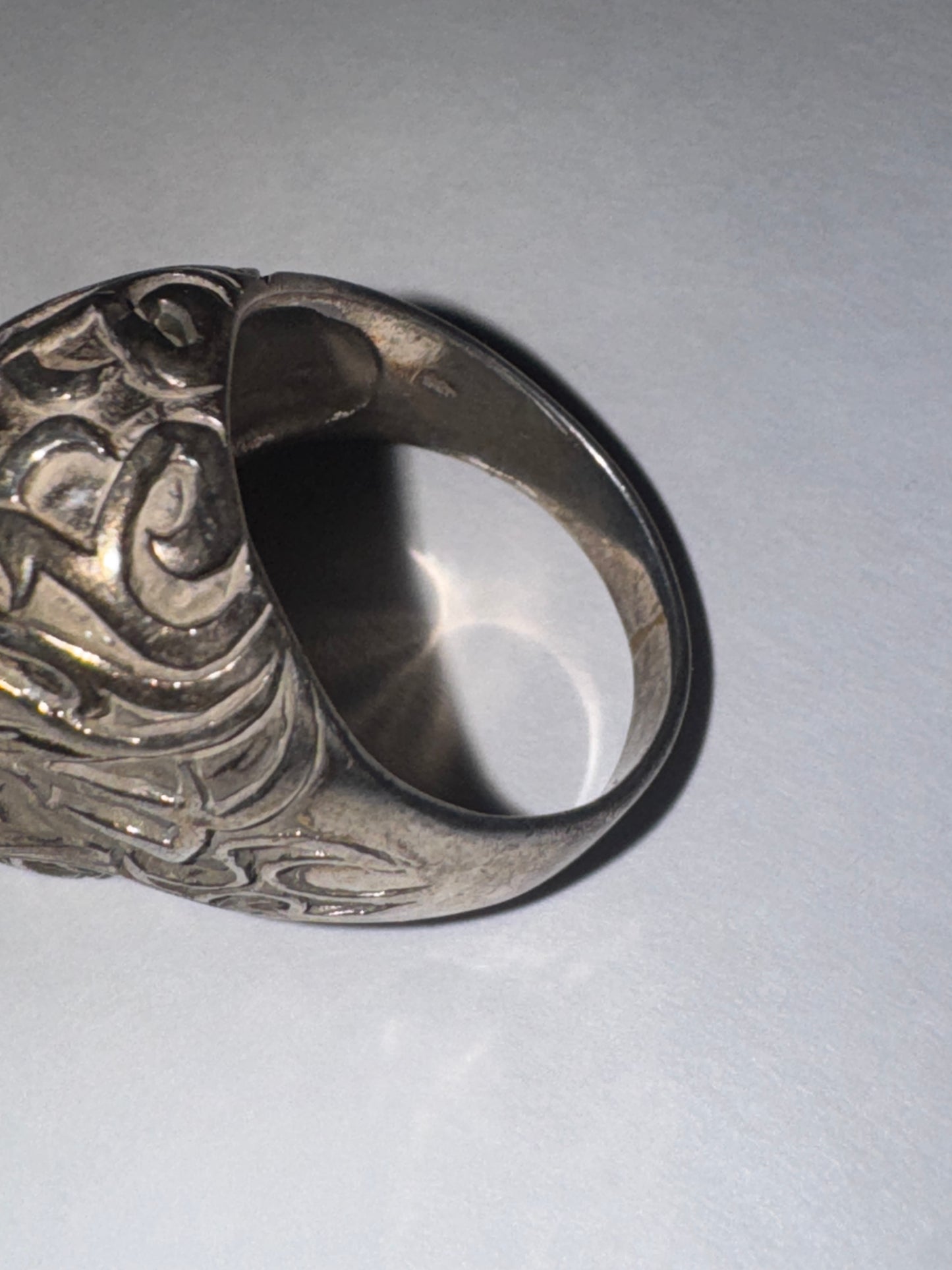 Sterling Silver Flame Skull Ring, Size 12