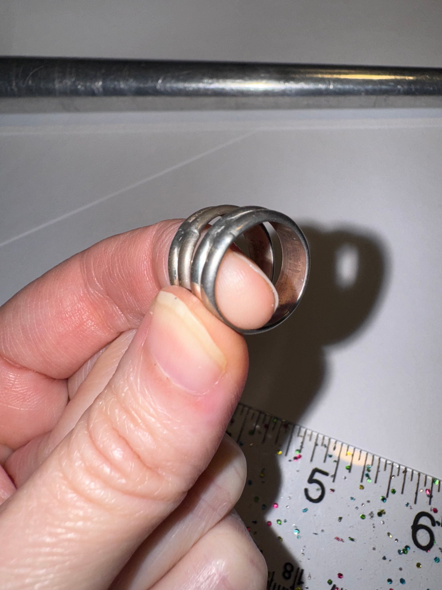 Sterling Silver Thick Double Band Ring, Size 2