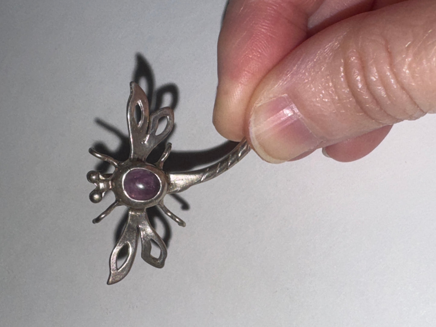 Sterling Dragonfly With Amethyst Pendant