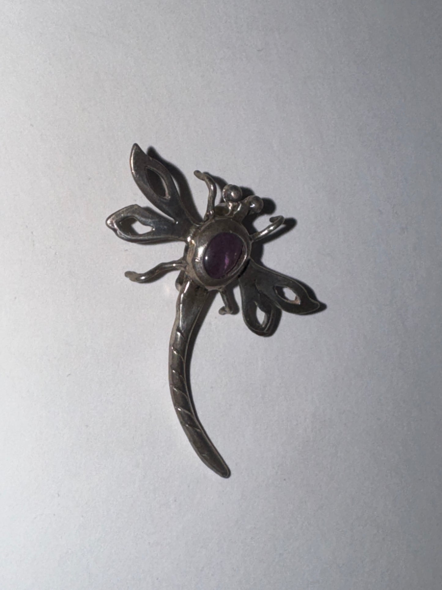 Sterling Dragonfly With Amethyst Pendant