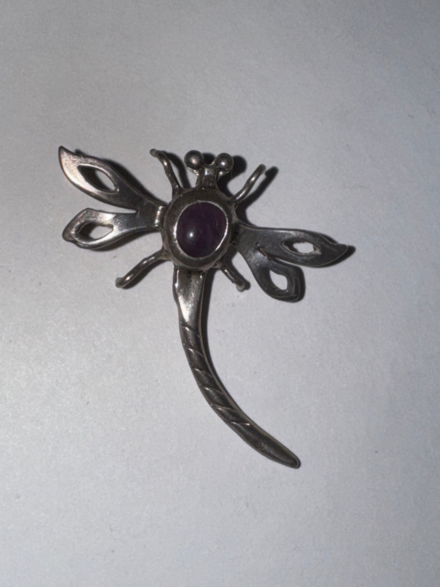 Sterling Dragonfly With Amethyst Pendant