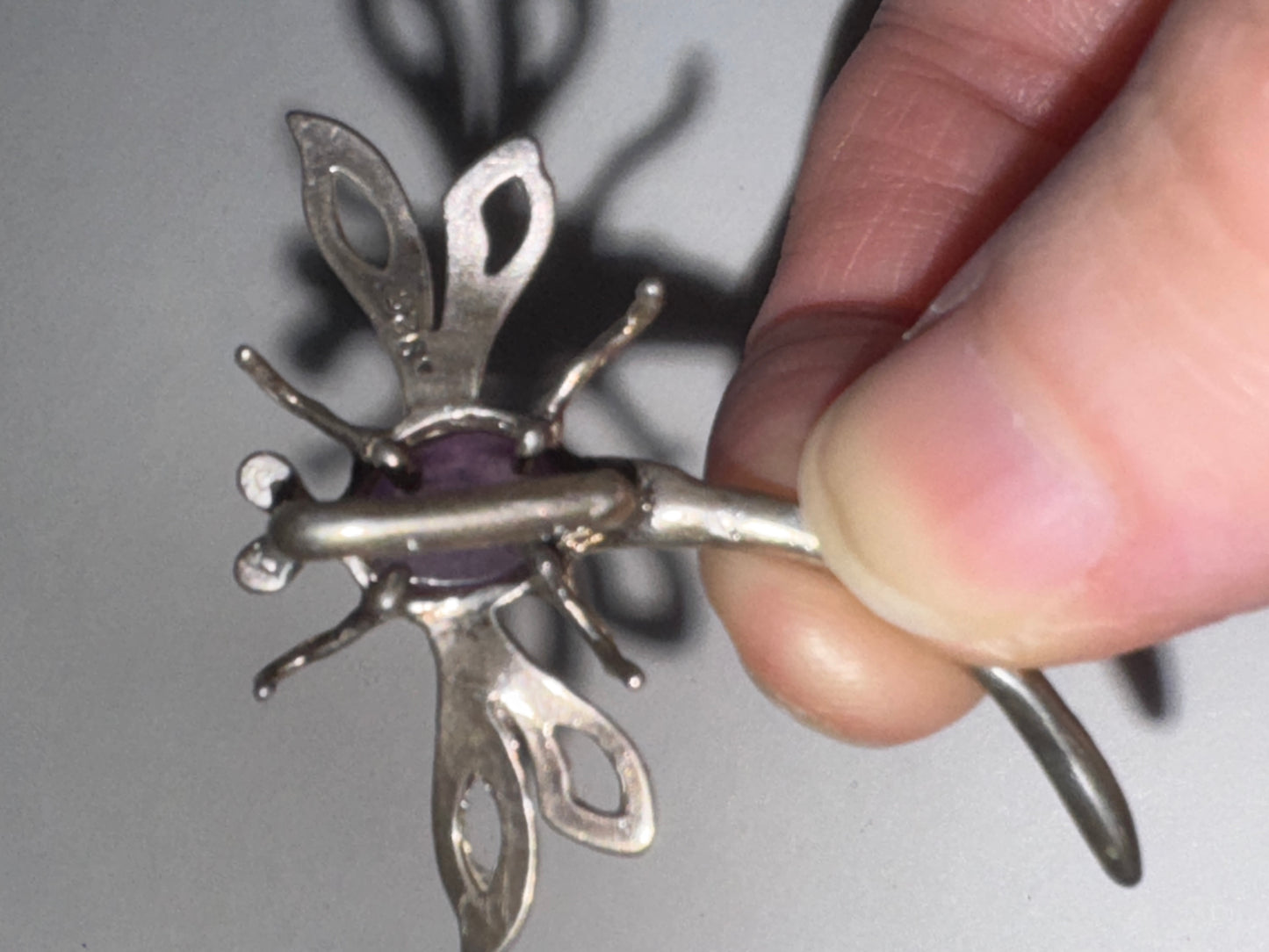 Sterling Dragonfly With Amethyst Pendant