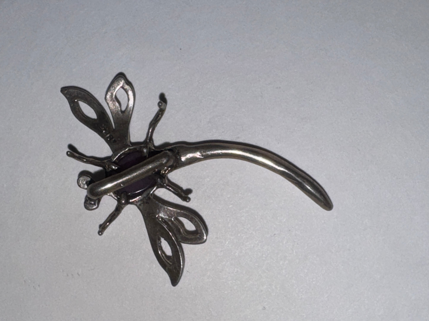 Sterling Dragonfly With Amethyst Pendant