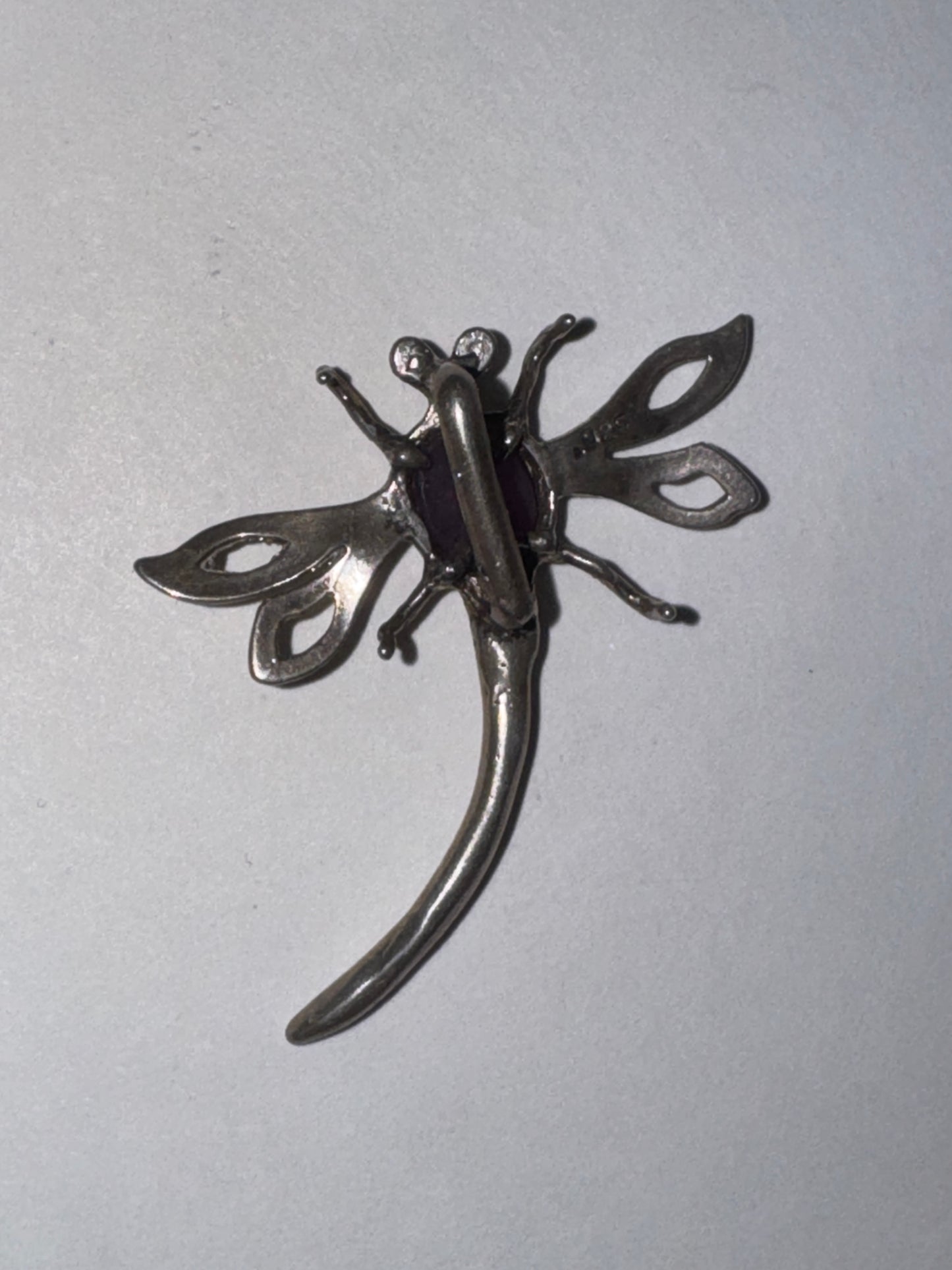 Sterling Dragonfly With Amethyst Pendant