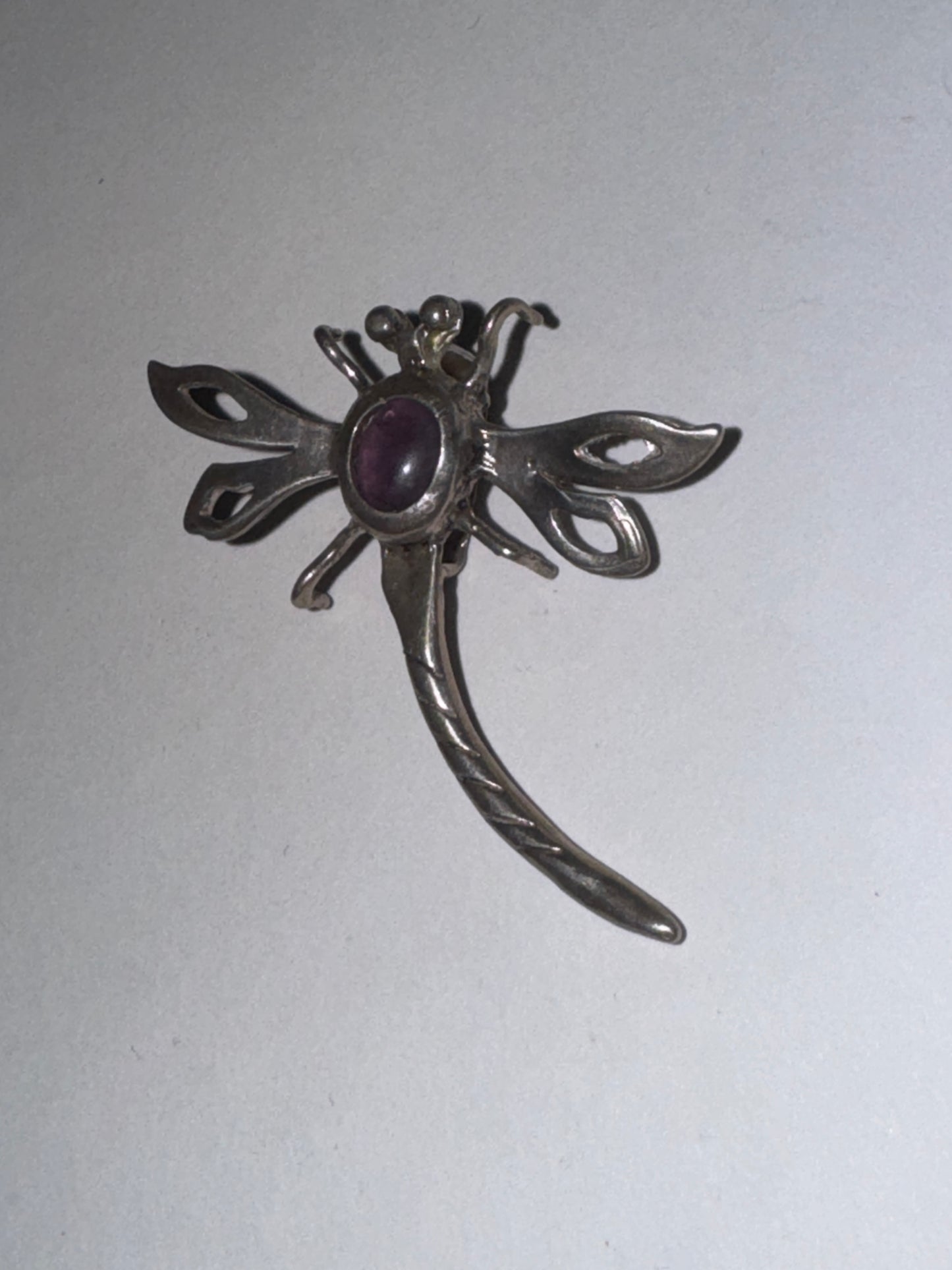 Sterling Dragonfly With Amethyst Pendant