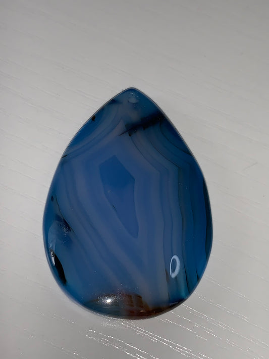 Teardrop Blue Banded Agate Cabochon Focal Pendant.