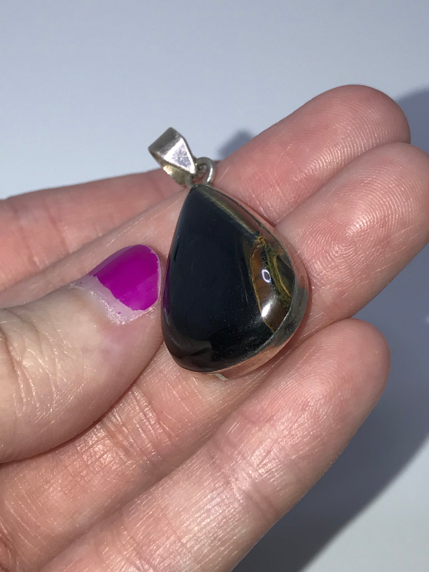 Tigerseye Teardrop Pendant, in Silver