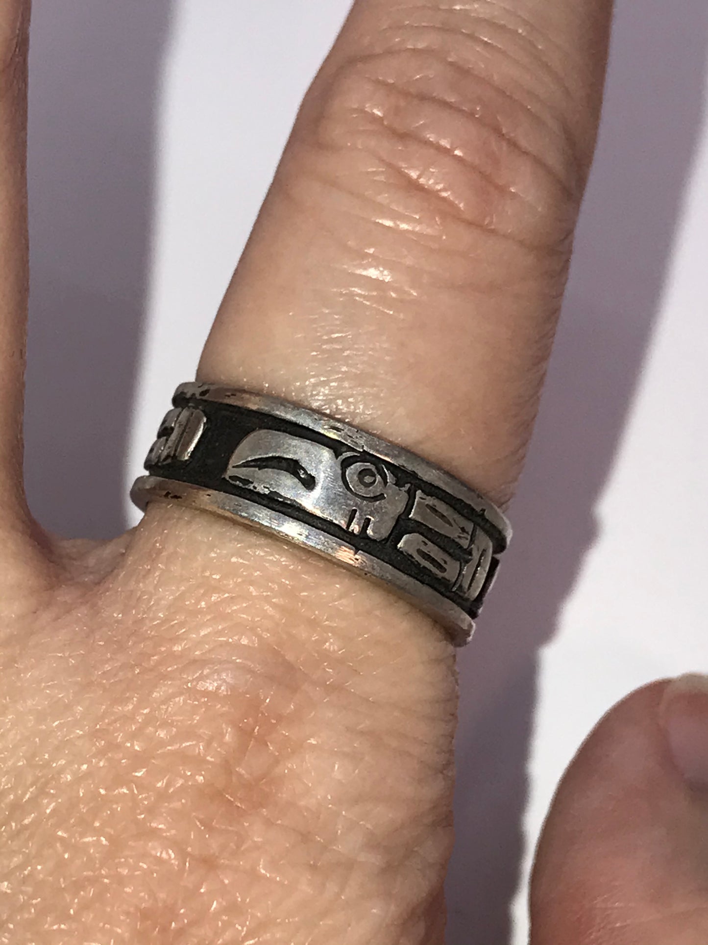 Sterling Silver Tribal Toucan Ring, Size 8 1/2