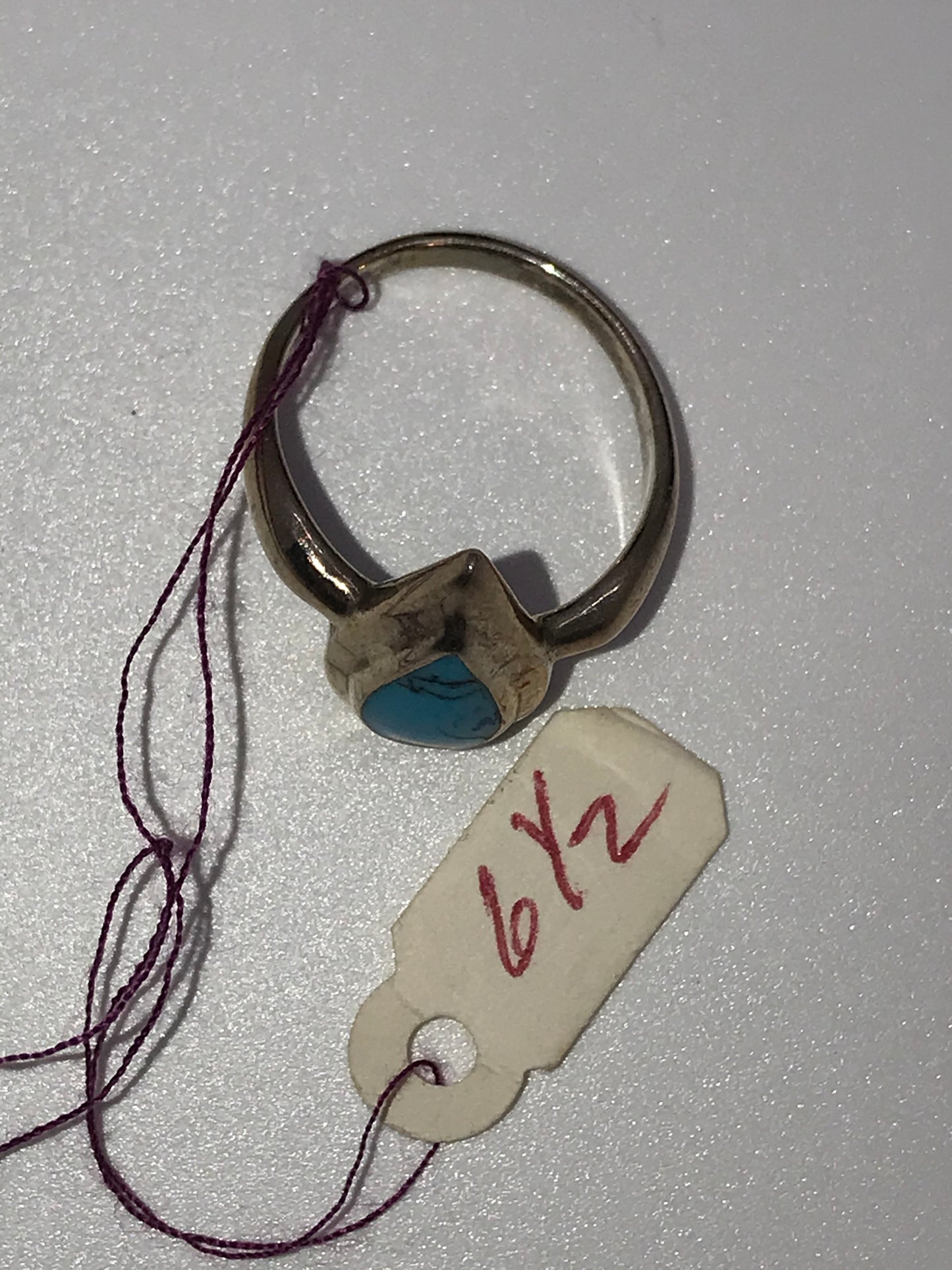 Turquoise Teardrop and Silver Ring, Size 6 1/2