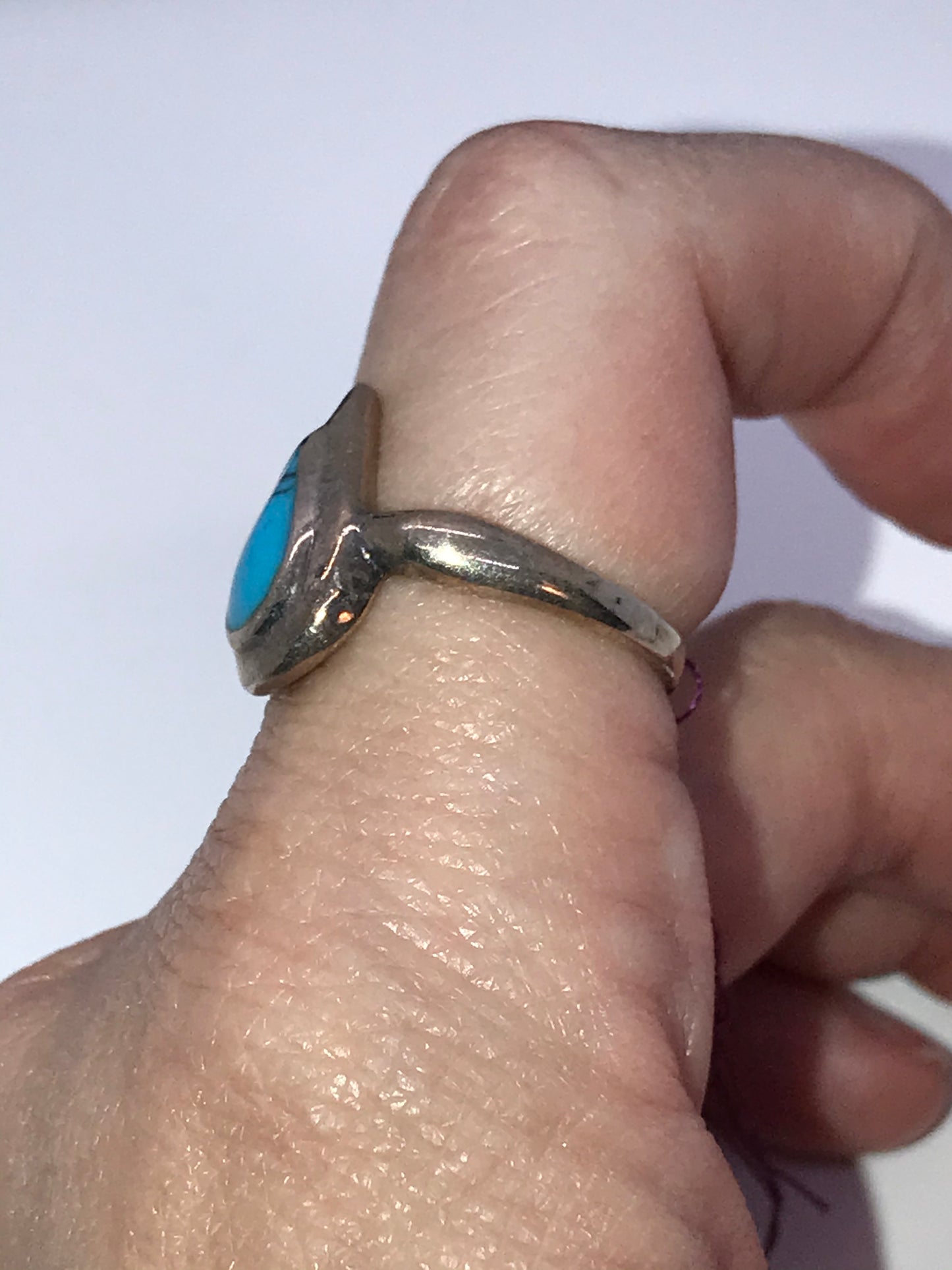 Turquoise Teardrop and Silver Ring, Size 6 1/2
