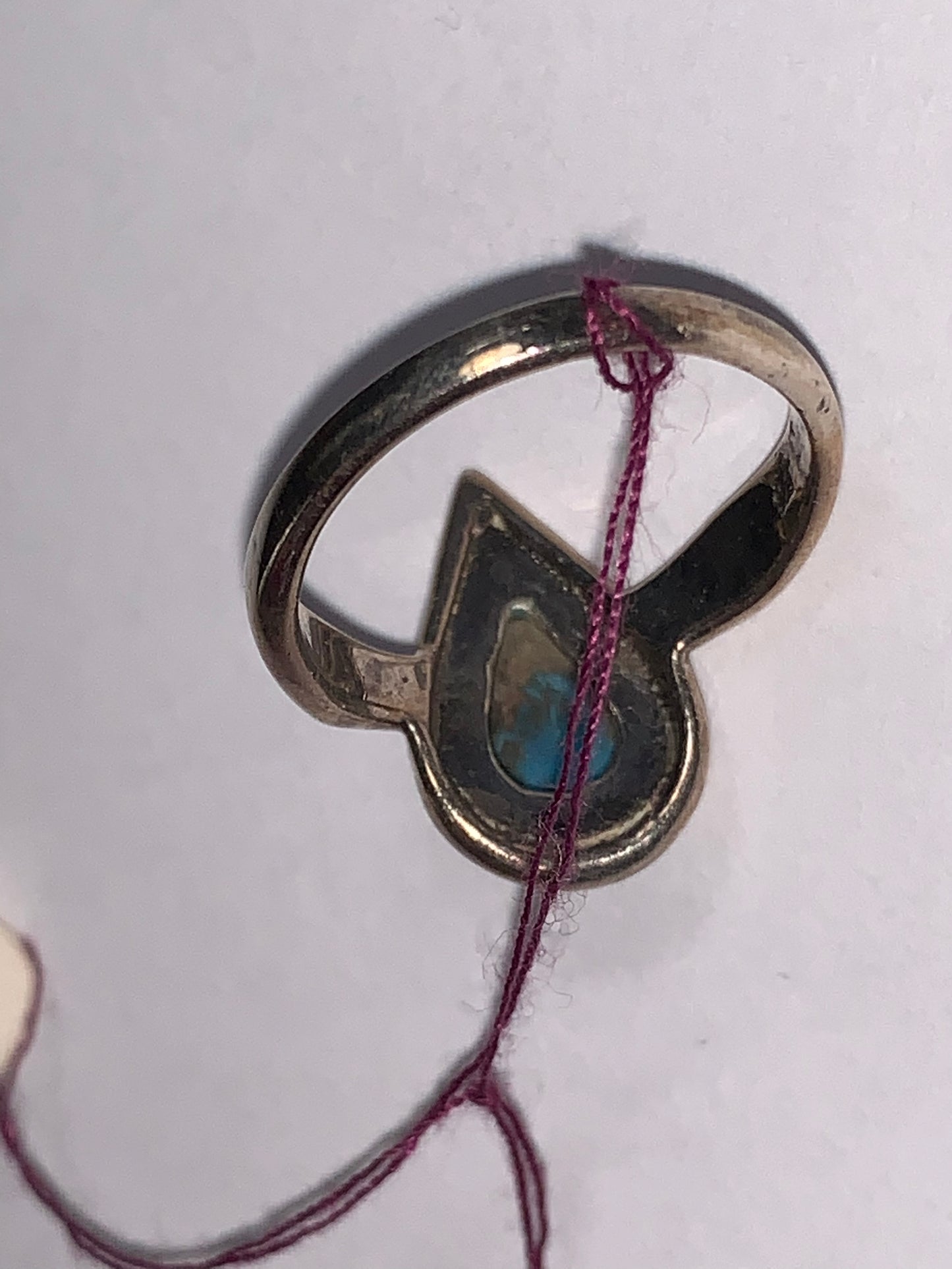 Turquoise Teardrop and Silver Ring, Size 6 1/2