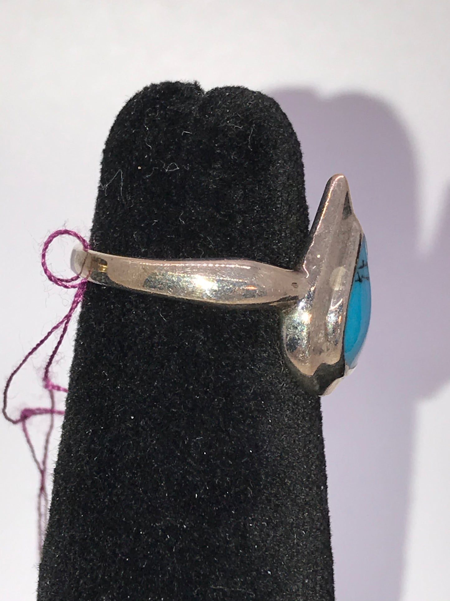 Turquoise Teardrop and Silver Ring, Size 6 1/2