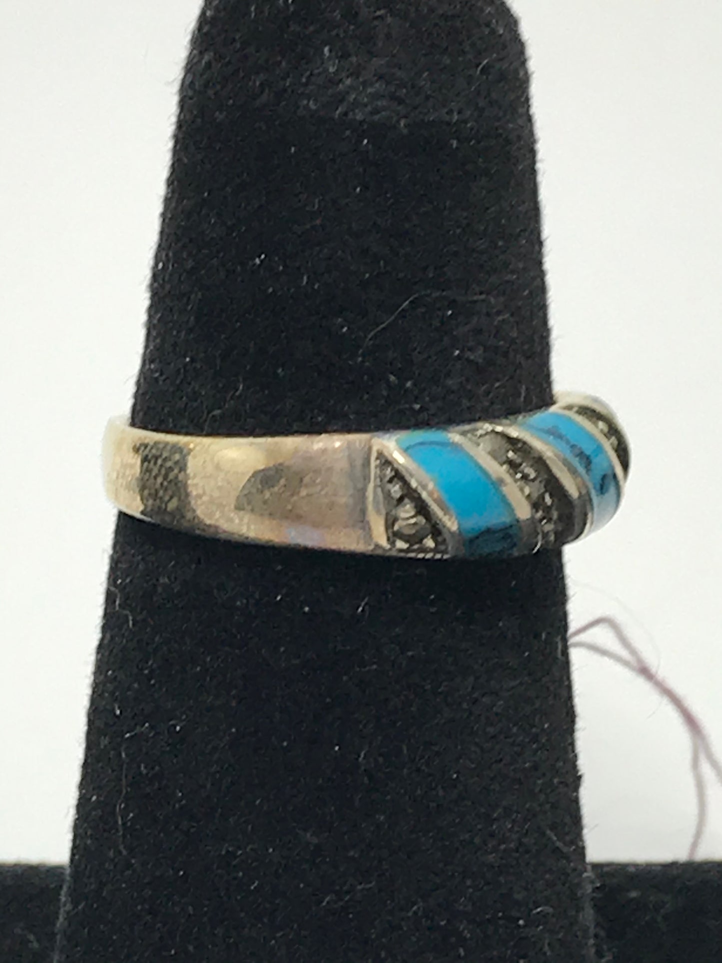 Turquoise and Marcasite Silver ring, Size 9