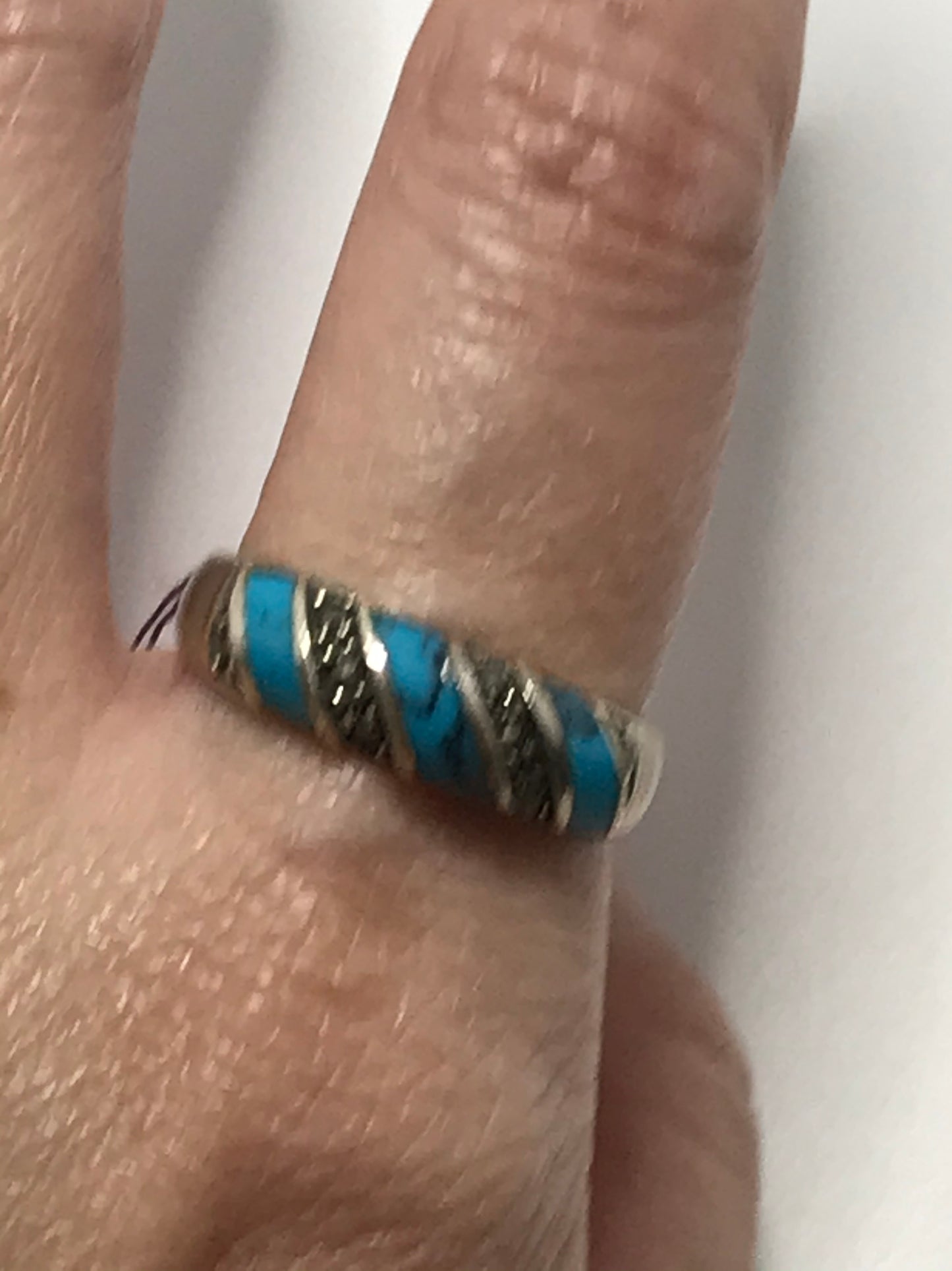 Turquoise and Marcasite Silver ring, Size 9