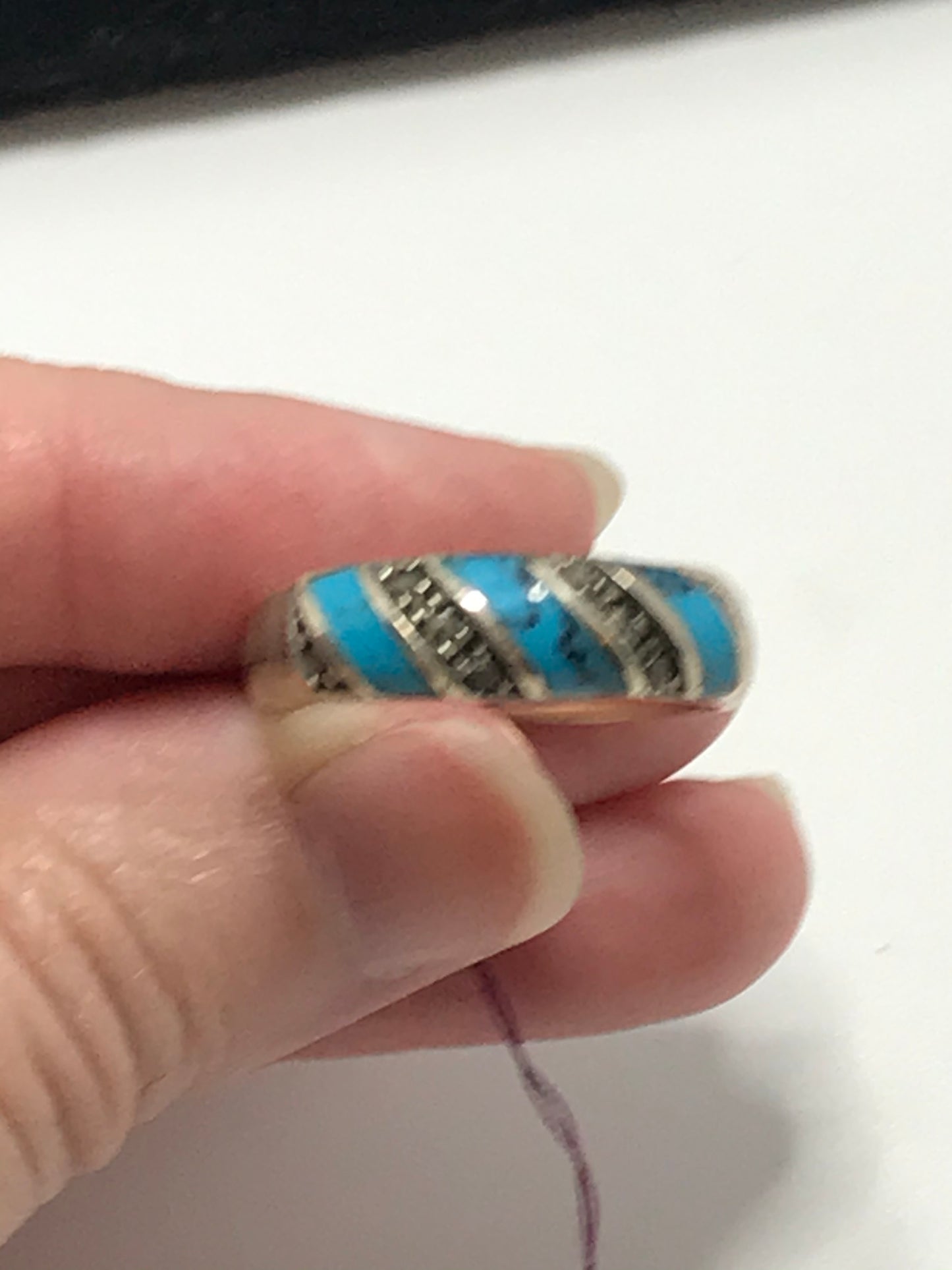 Turquoise and Marcasite Silver ring, Size 9