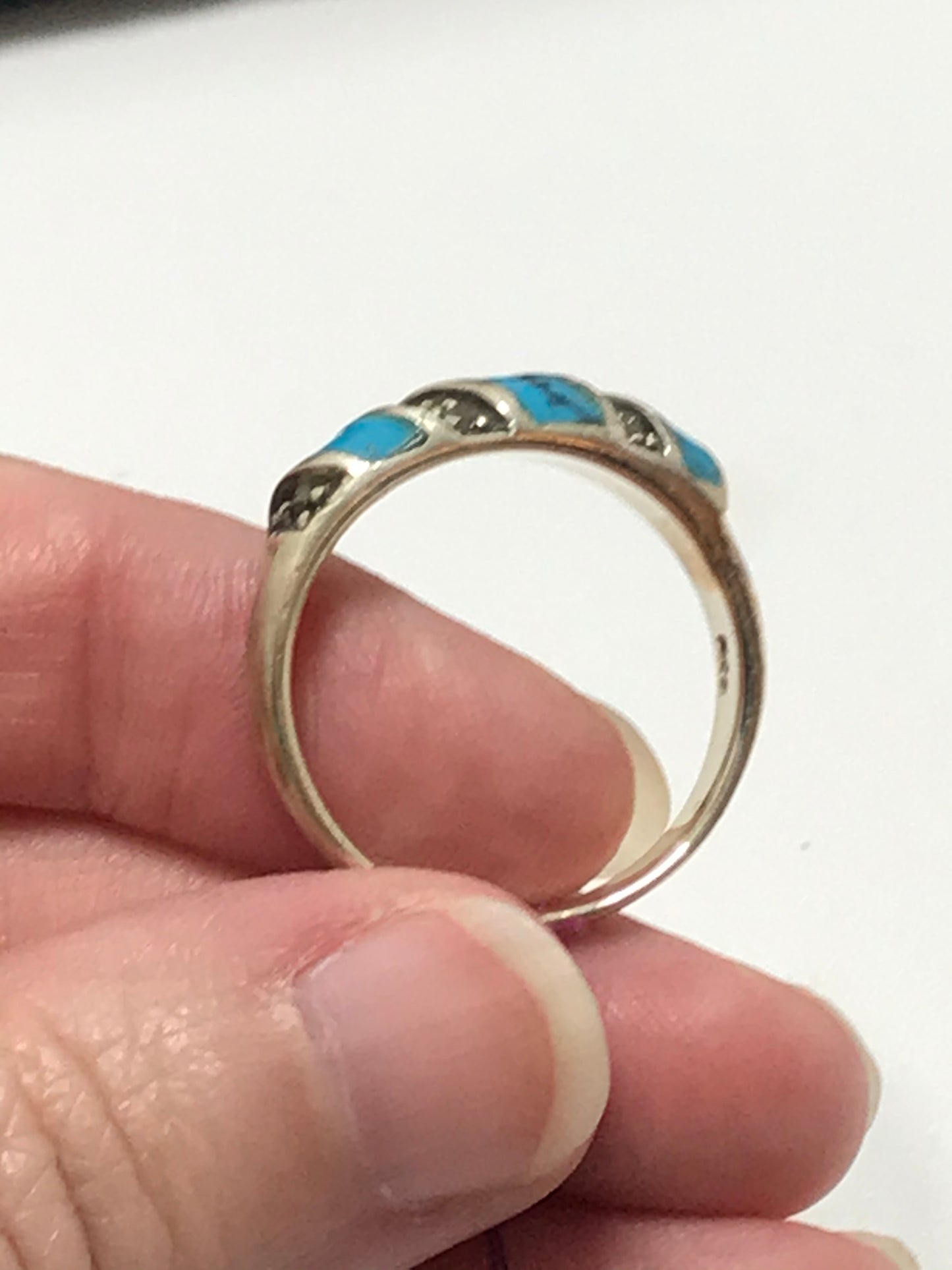 Turquoise and Marcasite Silver ring, Size 9