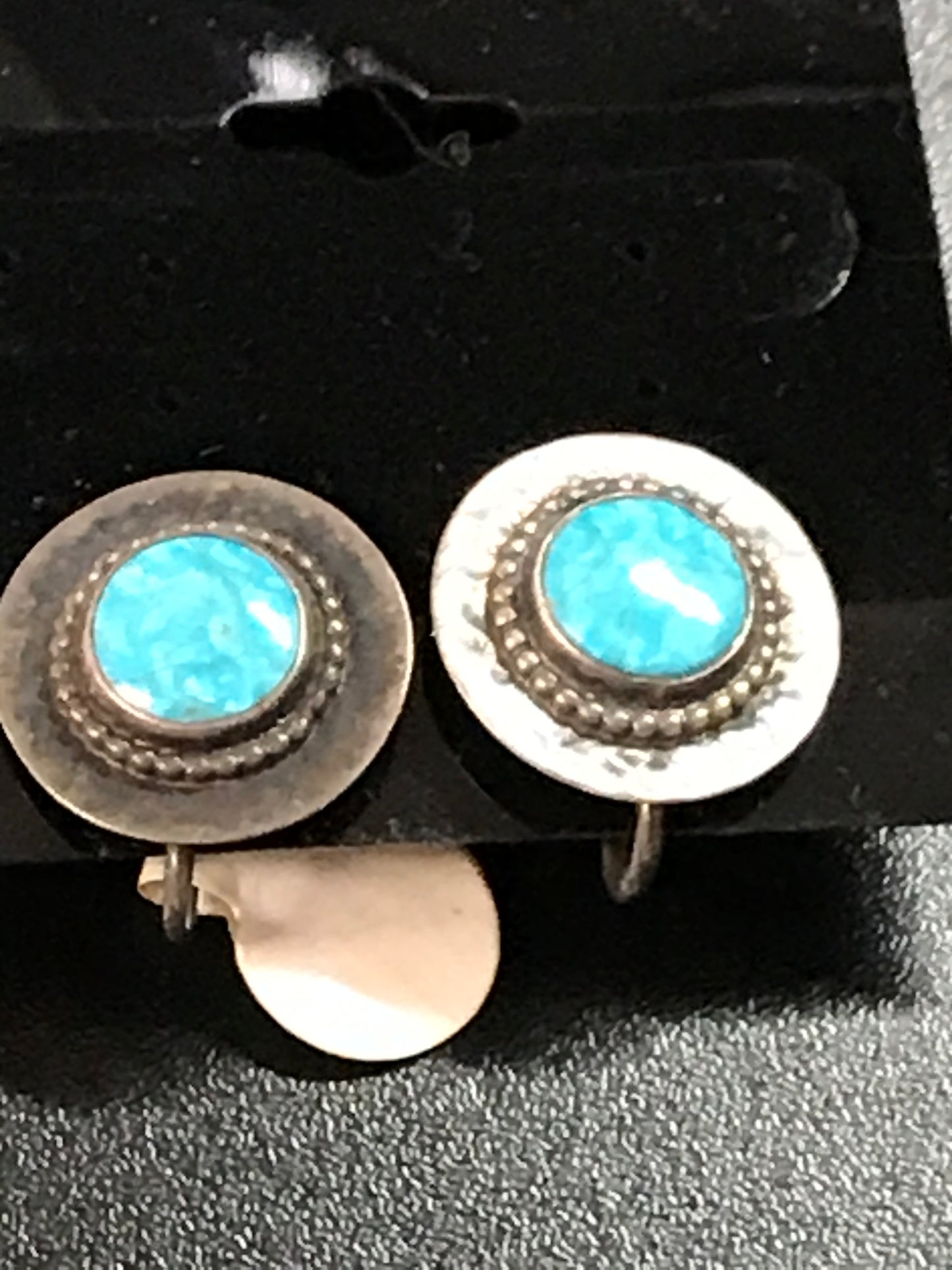 Vintage Sterling silver and Turquoise Clip Earrings