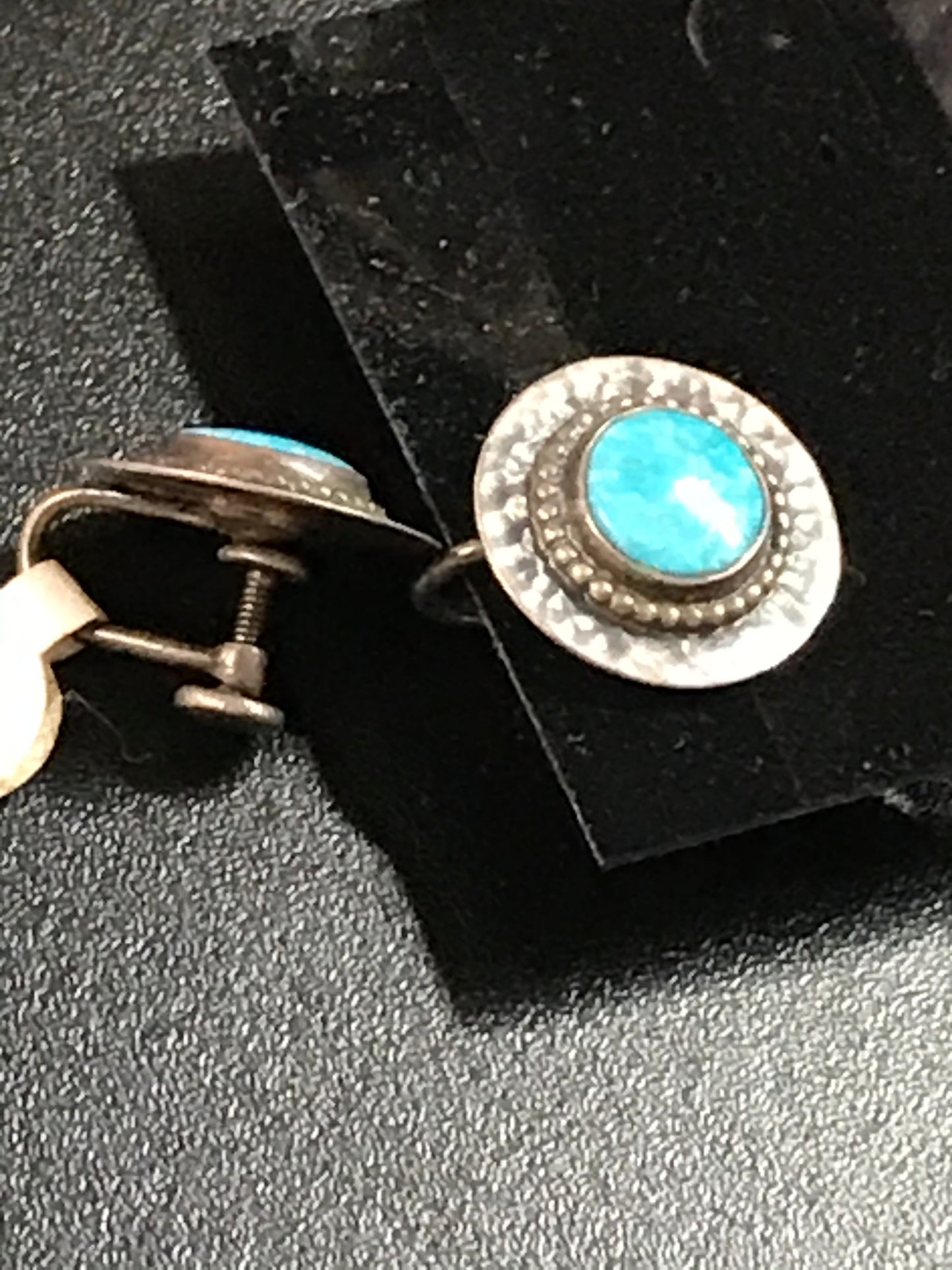 Vintage Sterling silver and Turquoise Clip Earrings