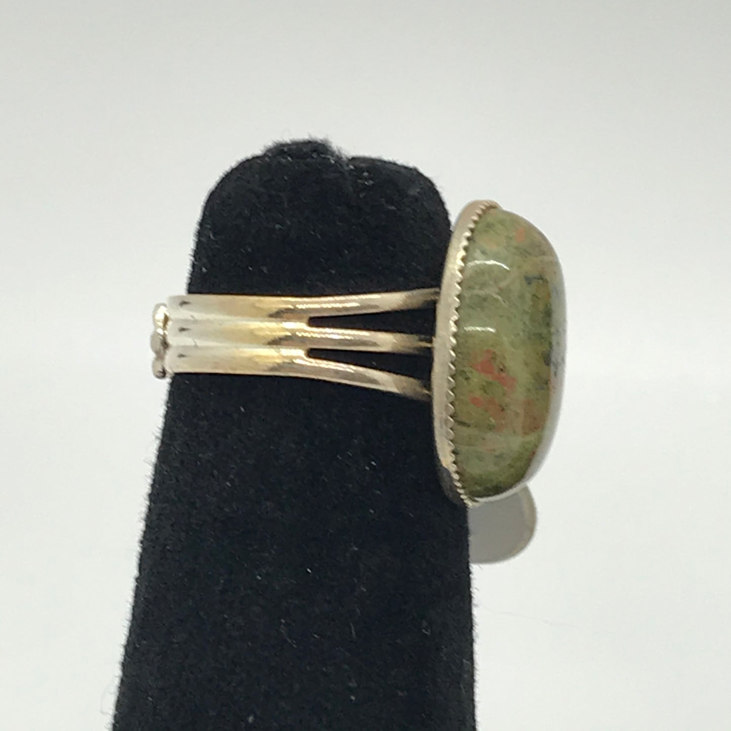 Unakite Silver Plated Ring, Sizeable