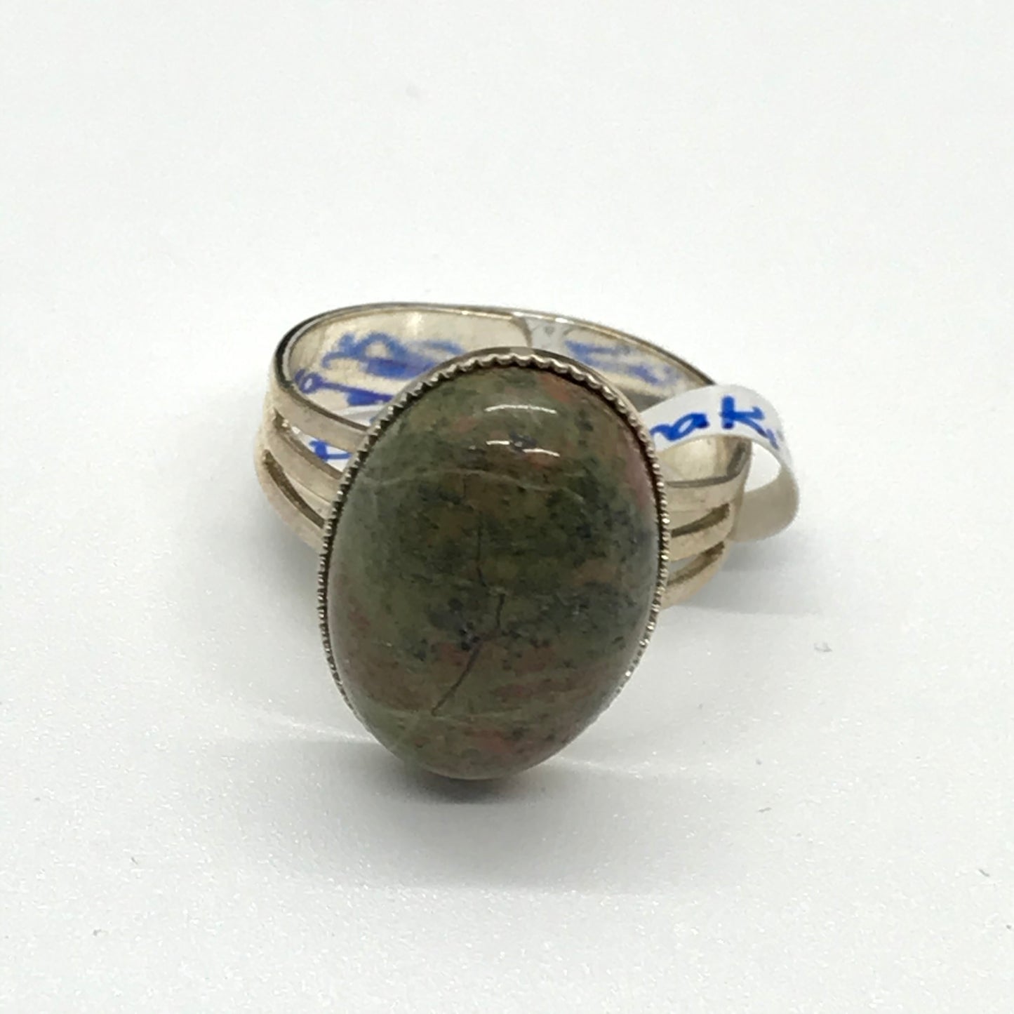 Unakite Silver Plated Ring, Sizeable