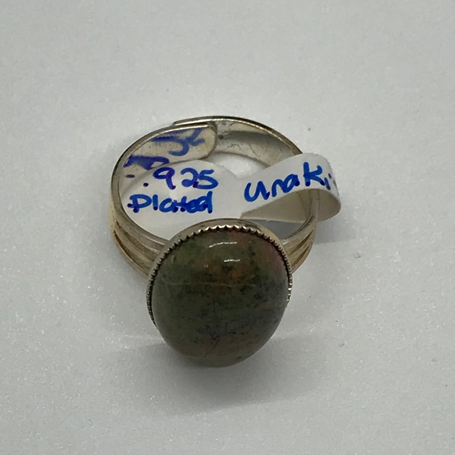 Unakite Silver Plated Ring, Sizeable