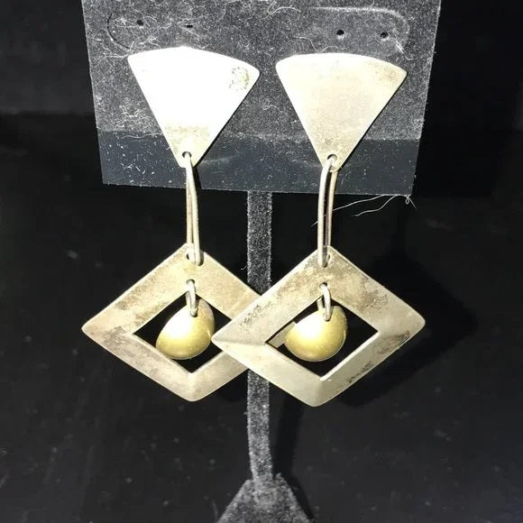 Vintage Mexican Silver Drop Post Earrings