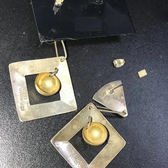 Vintage Mexican Silver Drop Post Earrings