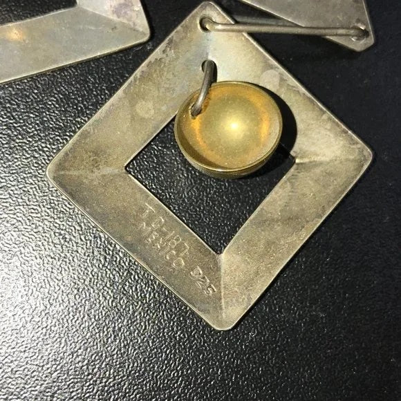 Vintage Mexican Silver Drop Post Earrings