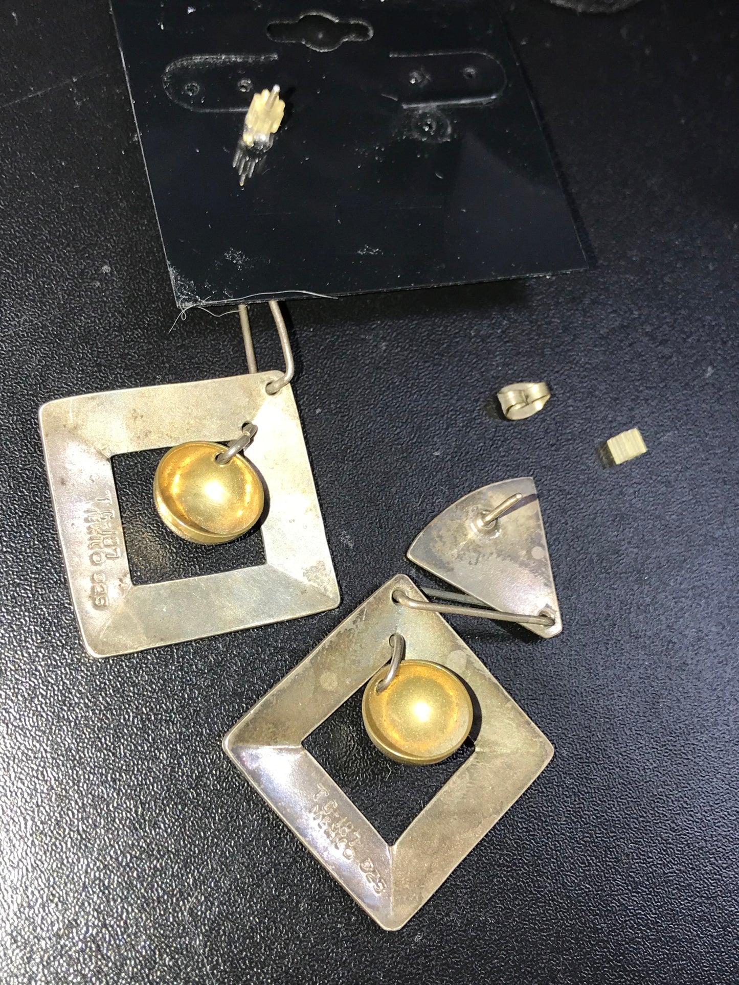 Vintage Mexican Silver Drop Post Earrings