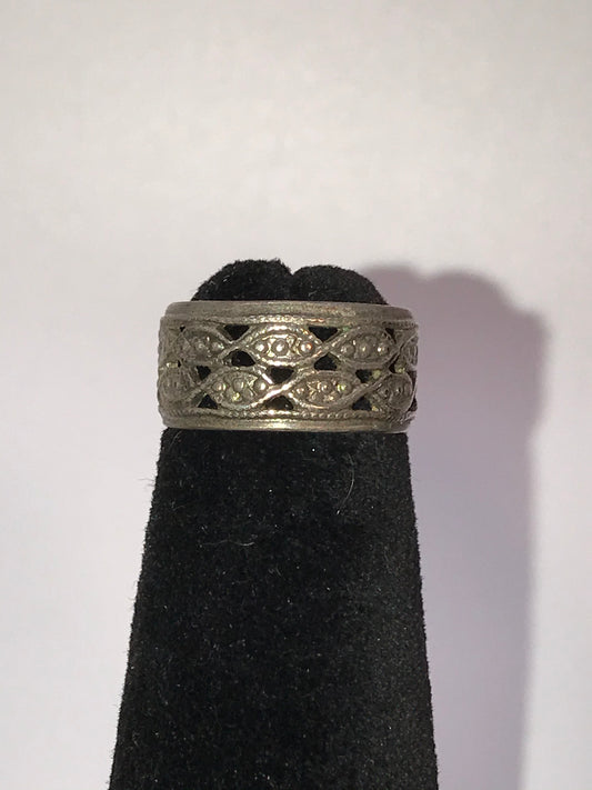 Vintage Wide Band Silver Ring, Size 5