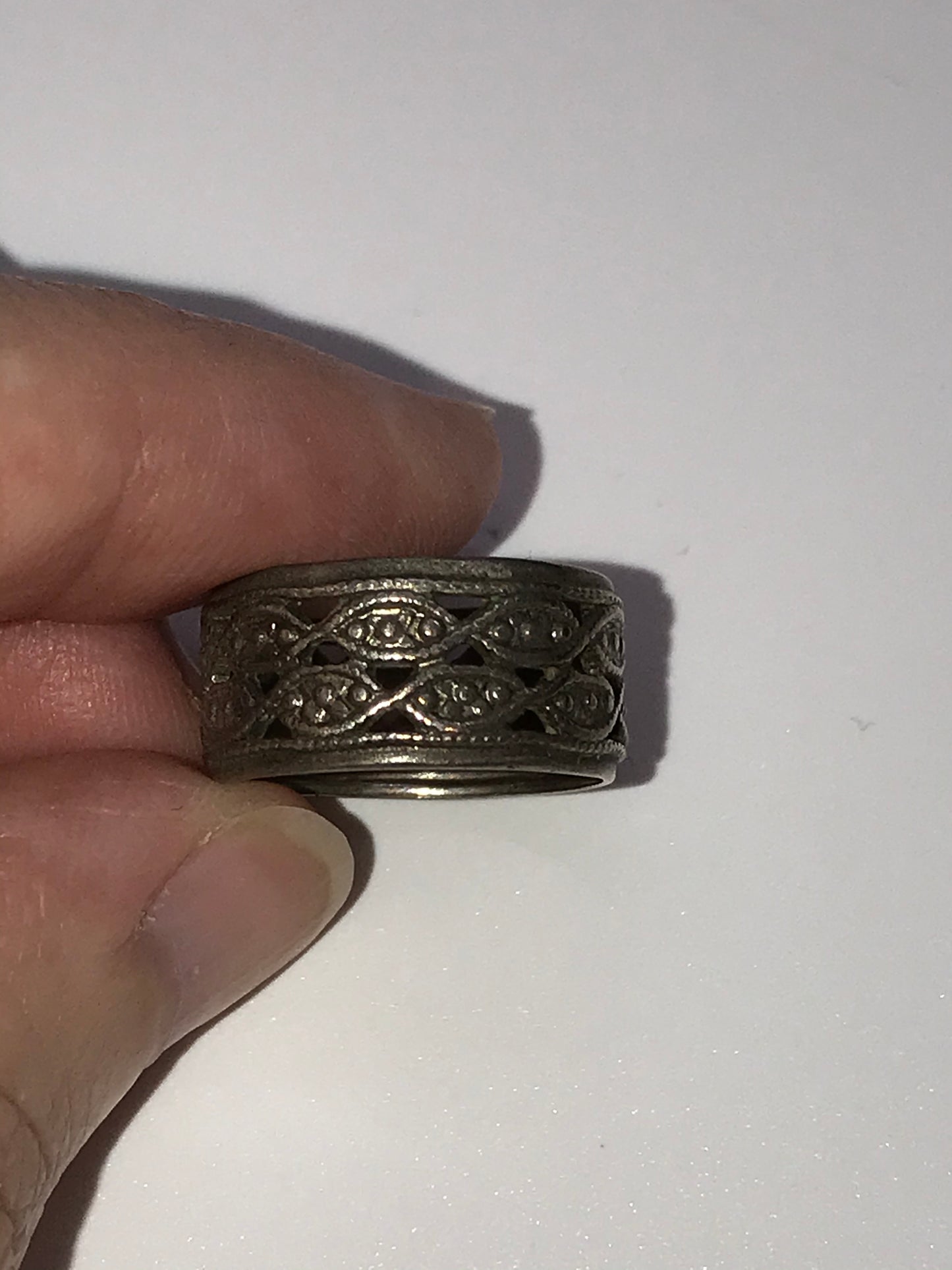 Vintage Wide Band Silver Ring, Size 5