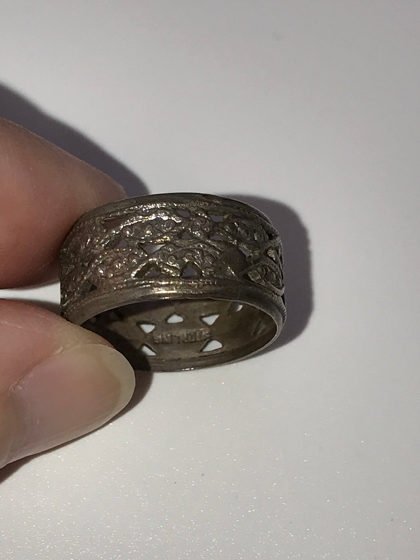 Vintage Wide Band Silver Ring, Size 5