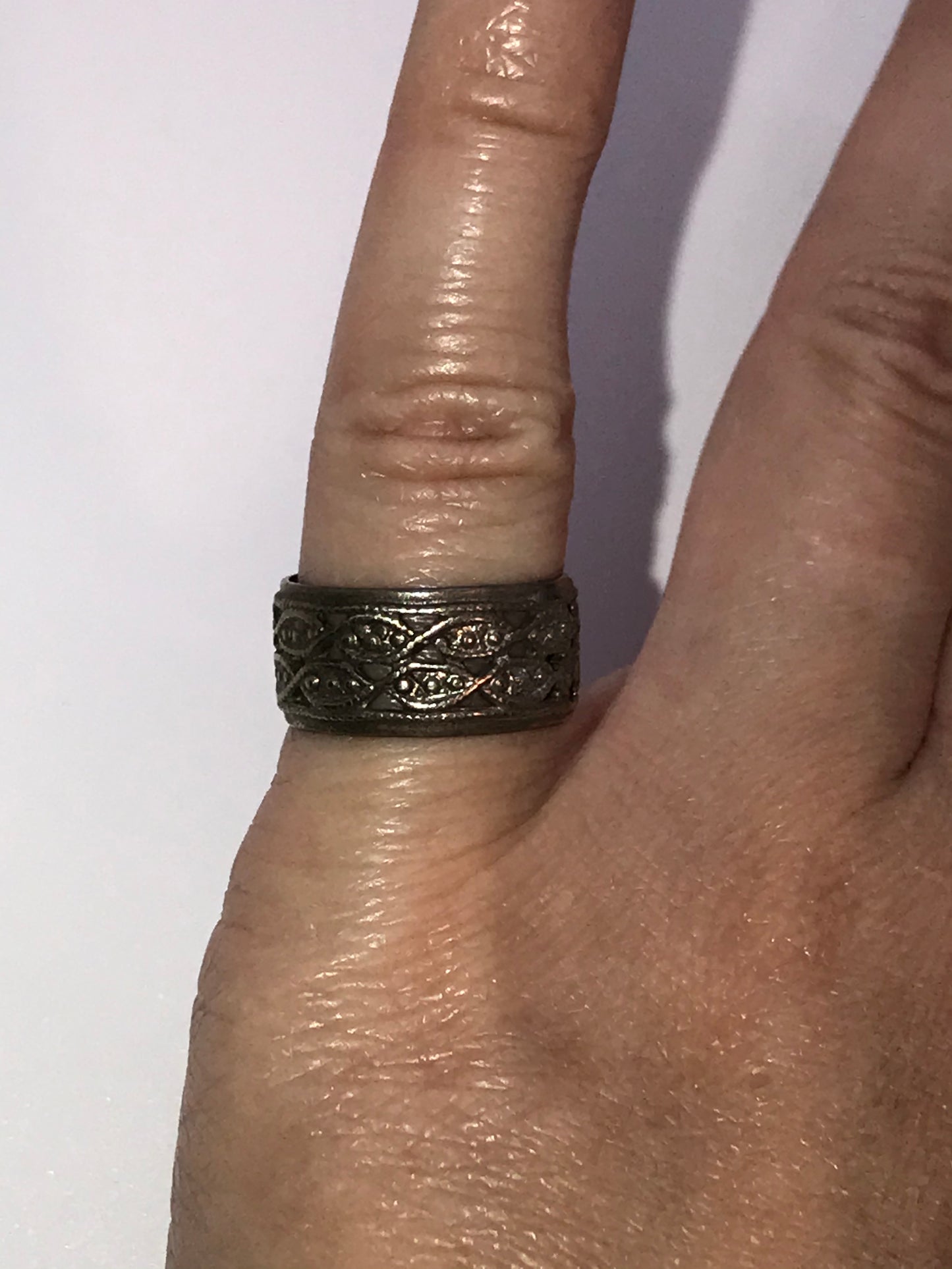 Vintage Wide Band Silver Ring, Size 5