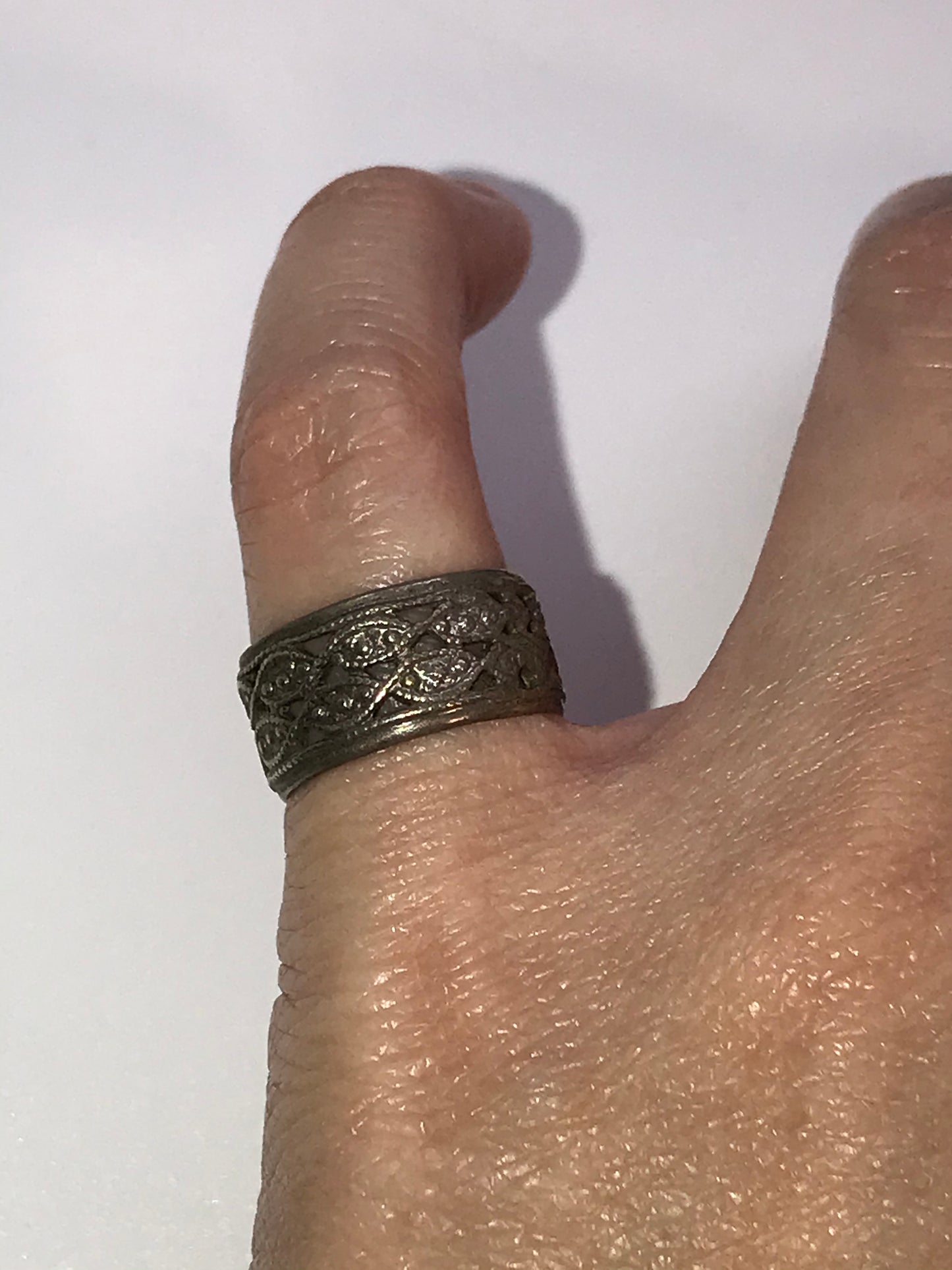 Vintage Wide Band Silver Ring, Size 5