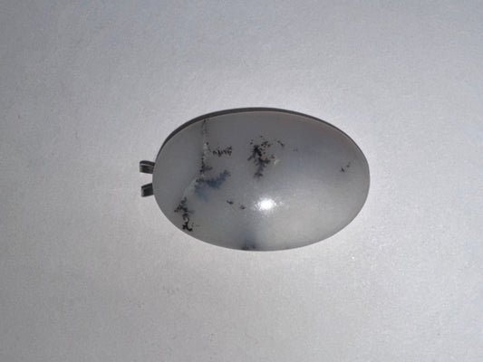 White Dendritic Agate Oval Pendant