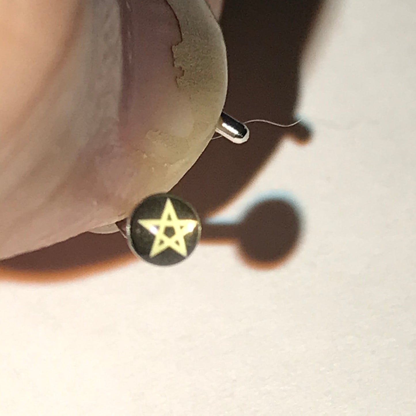 White and Black Pentagram 18 Gauge C-shaped Nose Ring