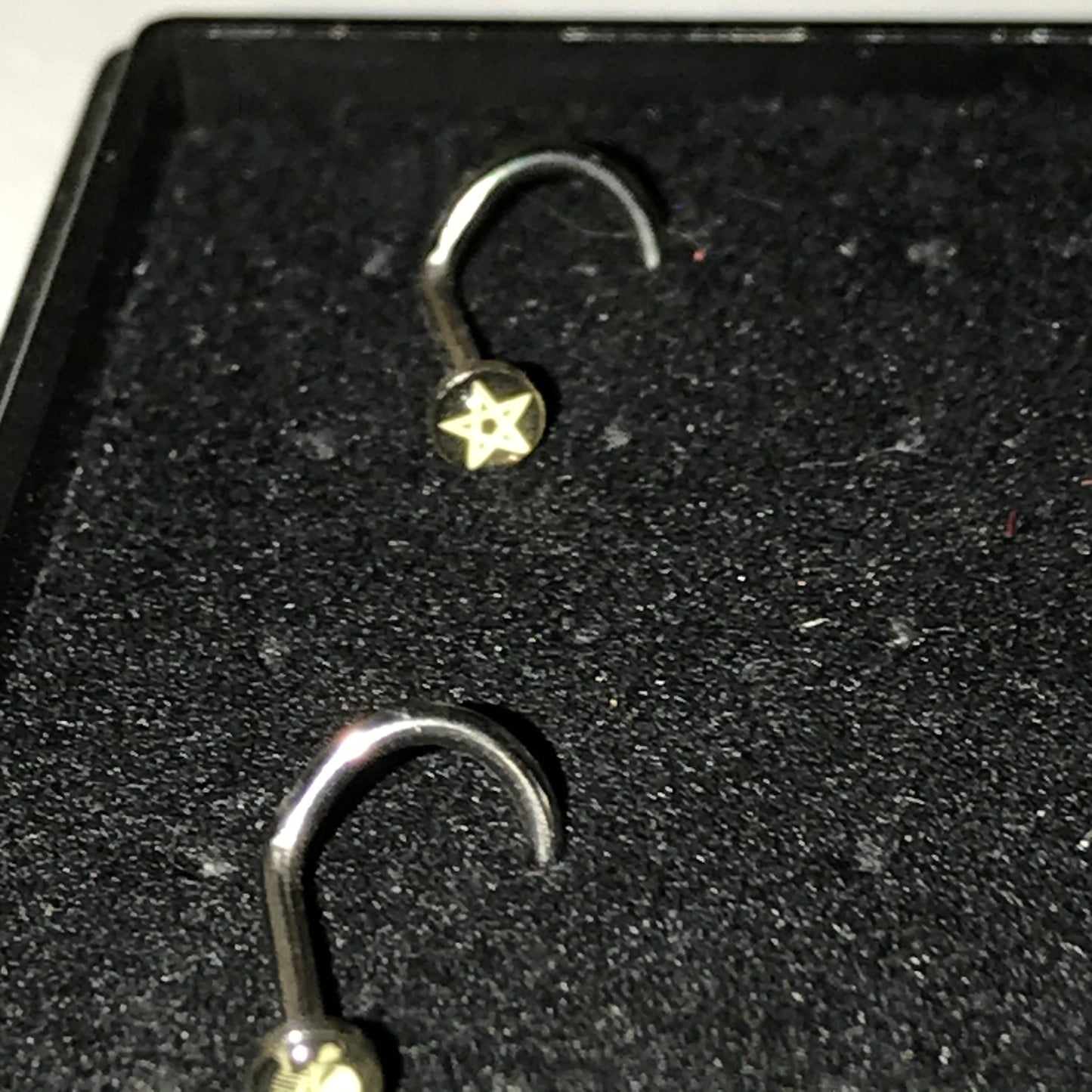 White and Black Pentagram 18 Gauge C-shaped Nose Ring