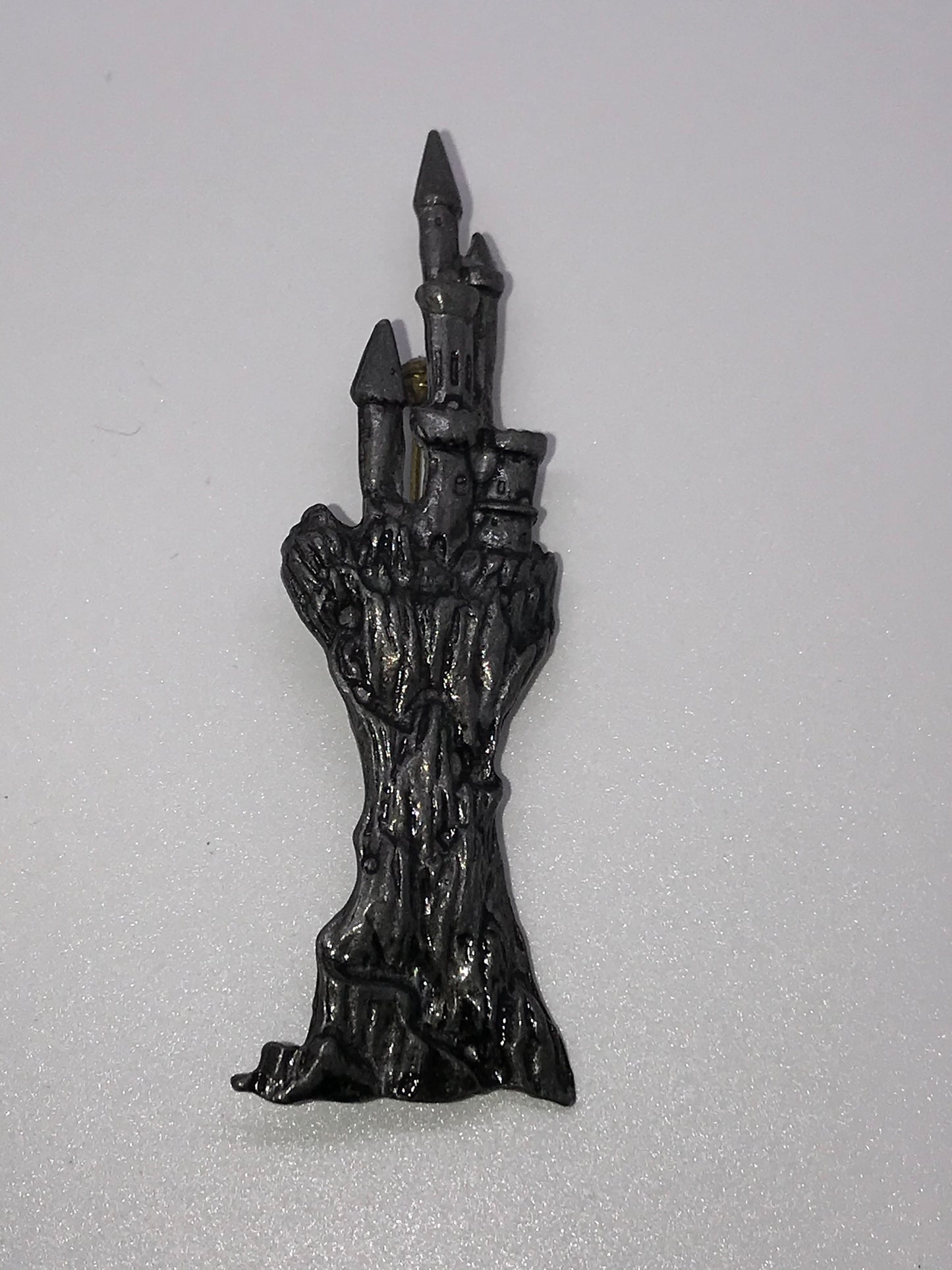 Vintage JJ Jonette Jewelry Pewter Castle Pin