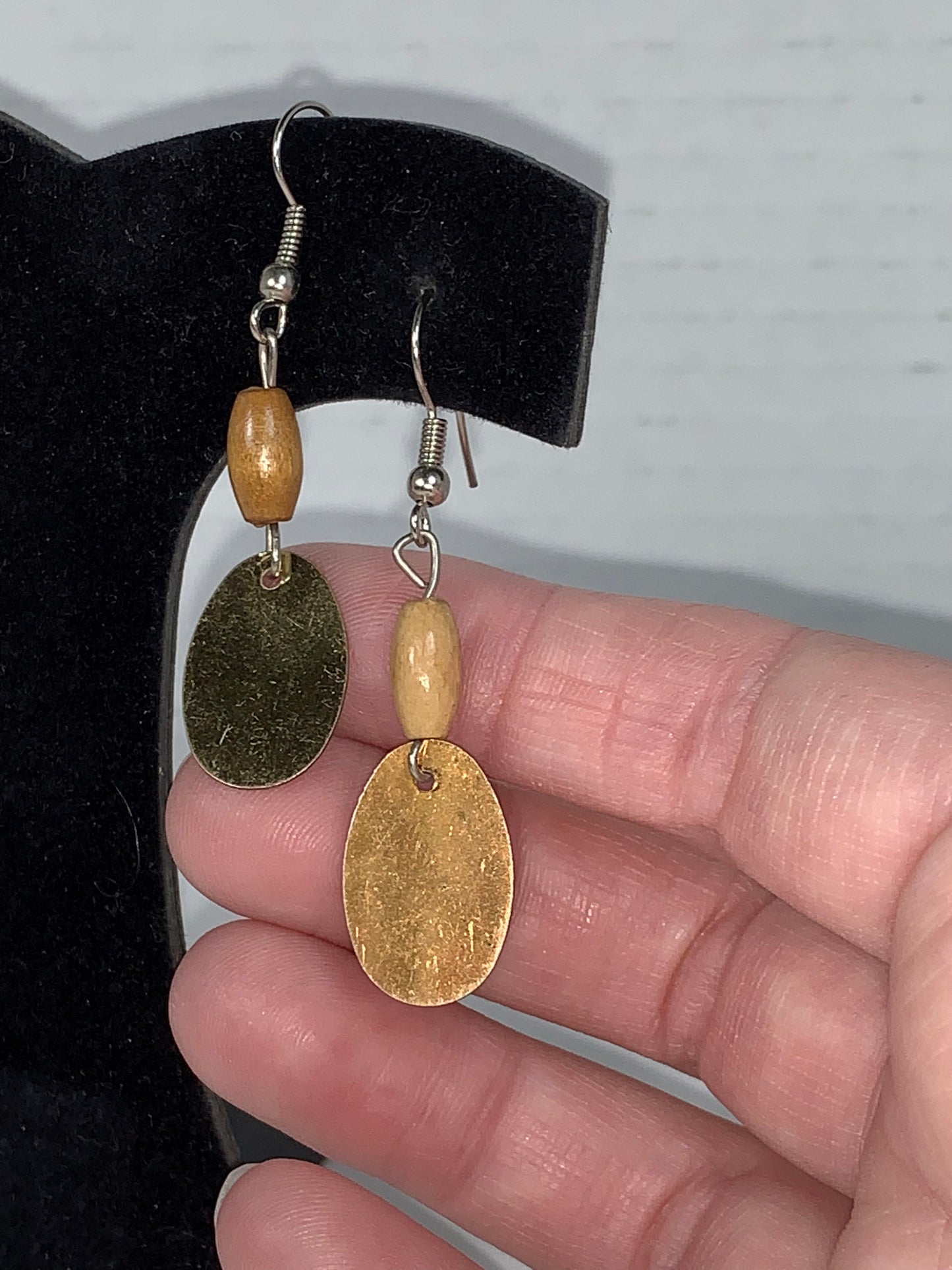 Cute Wooden Dangle Earrings, Light