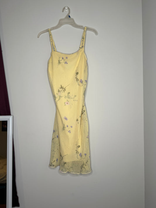 Yellow Floral Y2K City Triangles Sun Dress