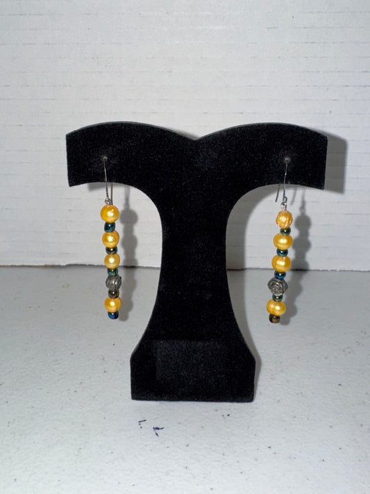 Buttercup Yellow Freshwater Pearl And Seed Bead Earrings
