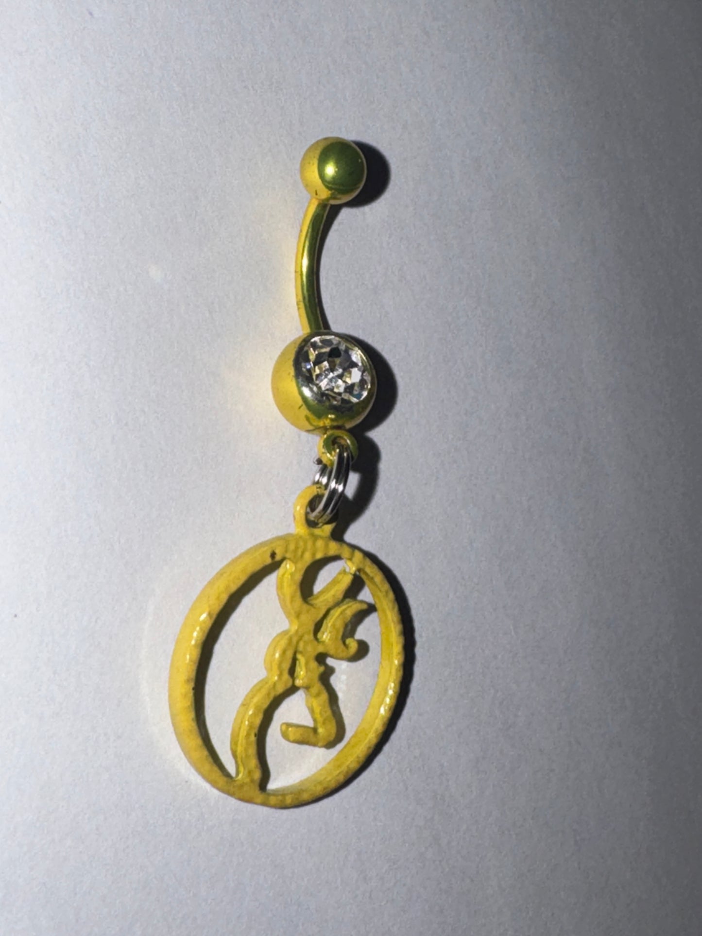 Yellow Titanium Browning Dangle Belly Ring