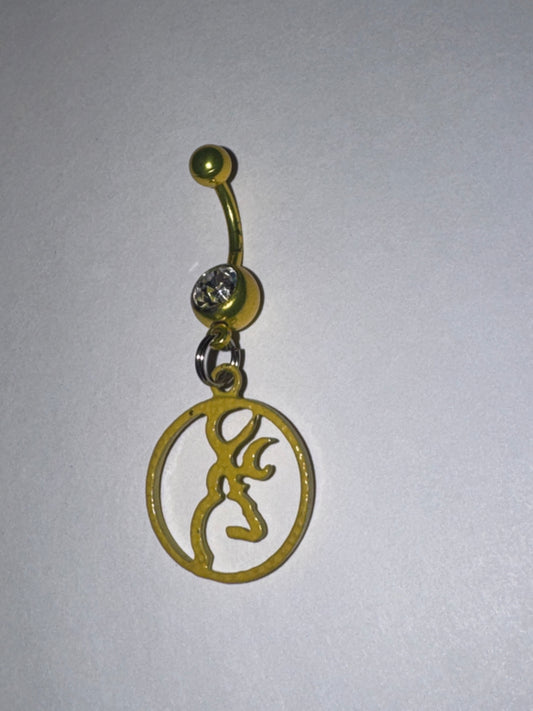Yellow Titanium Browning Dangle Belly Ring