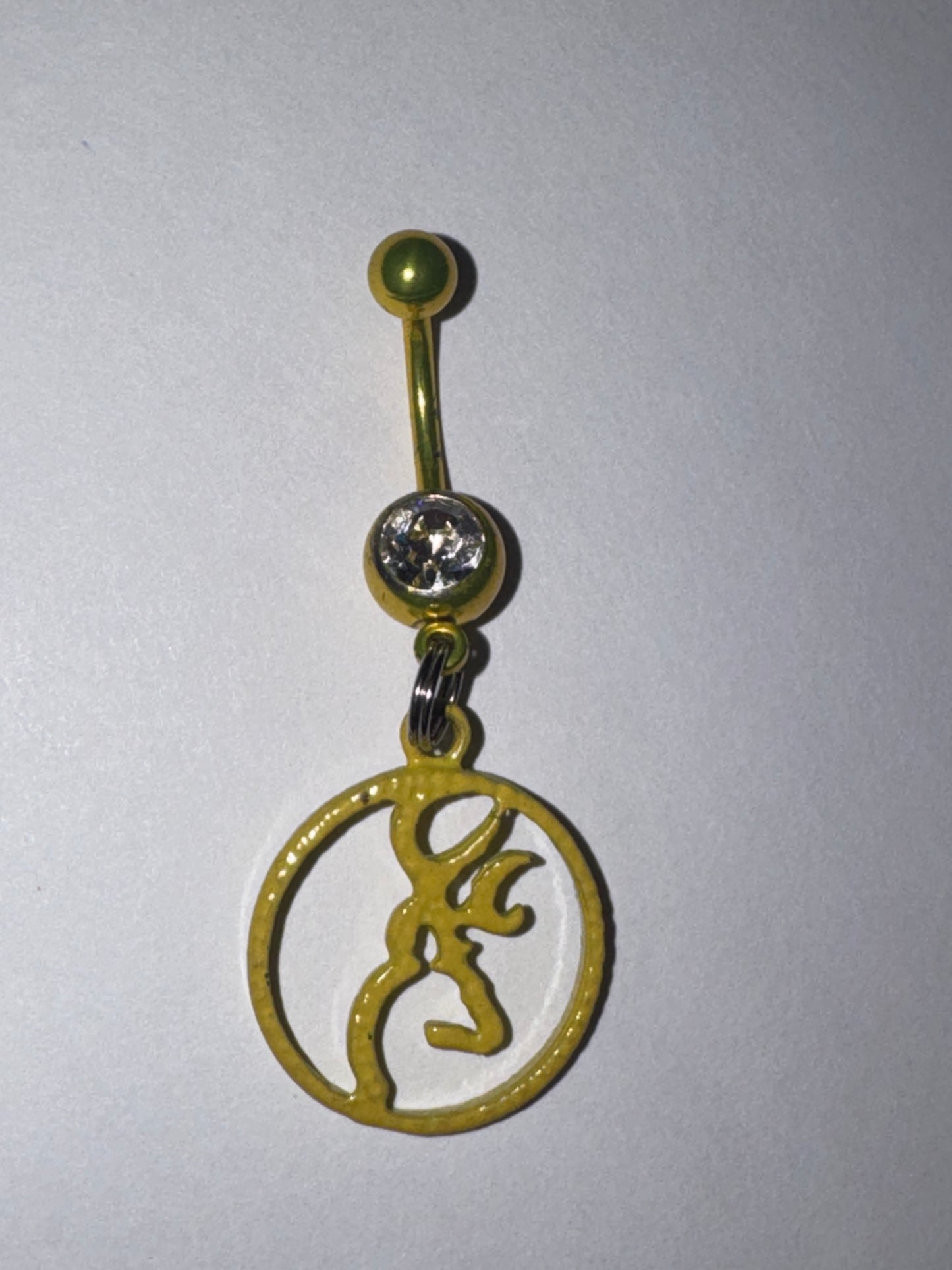 Yellow Titanium Browning Dangle Belly Ring
