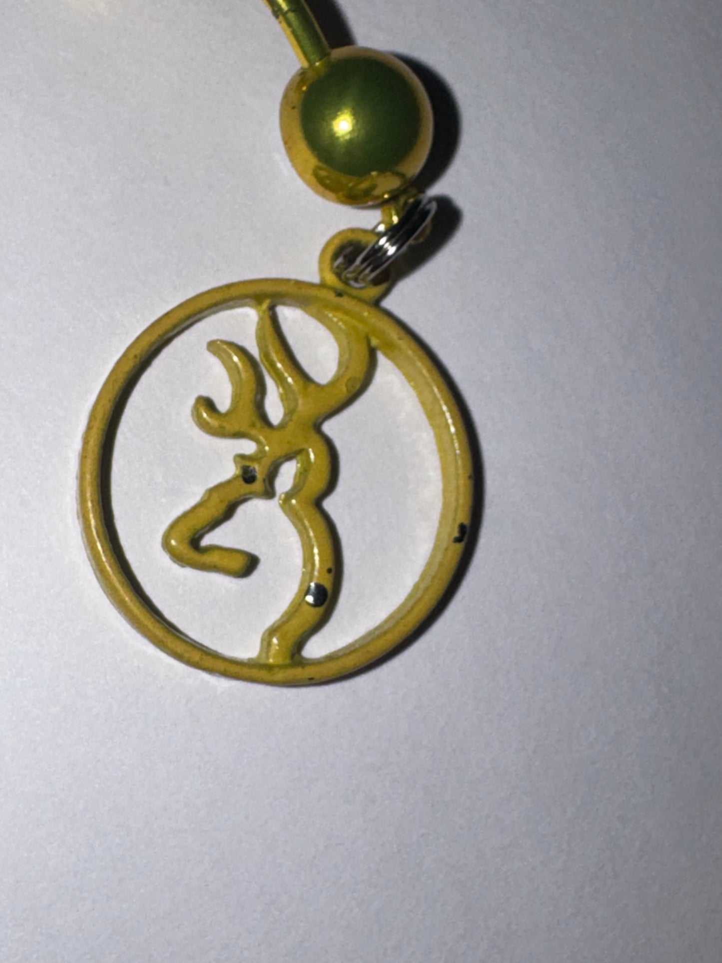 Yellow Titanium Browning Dangle Belly Ring